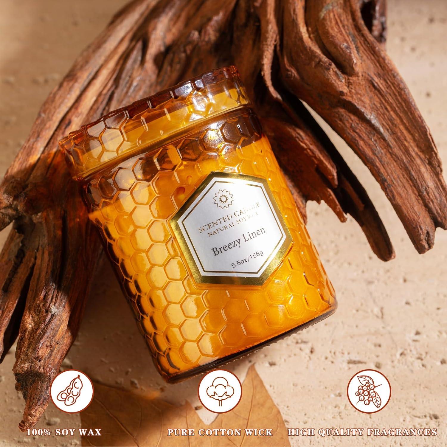 6 Velas Aromáticas de Soja Natural Amber - 240 Horas