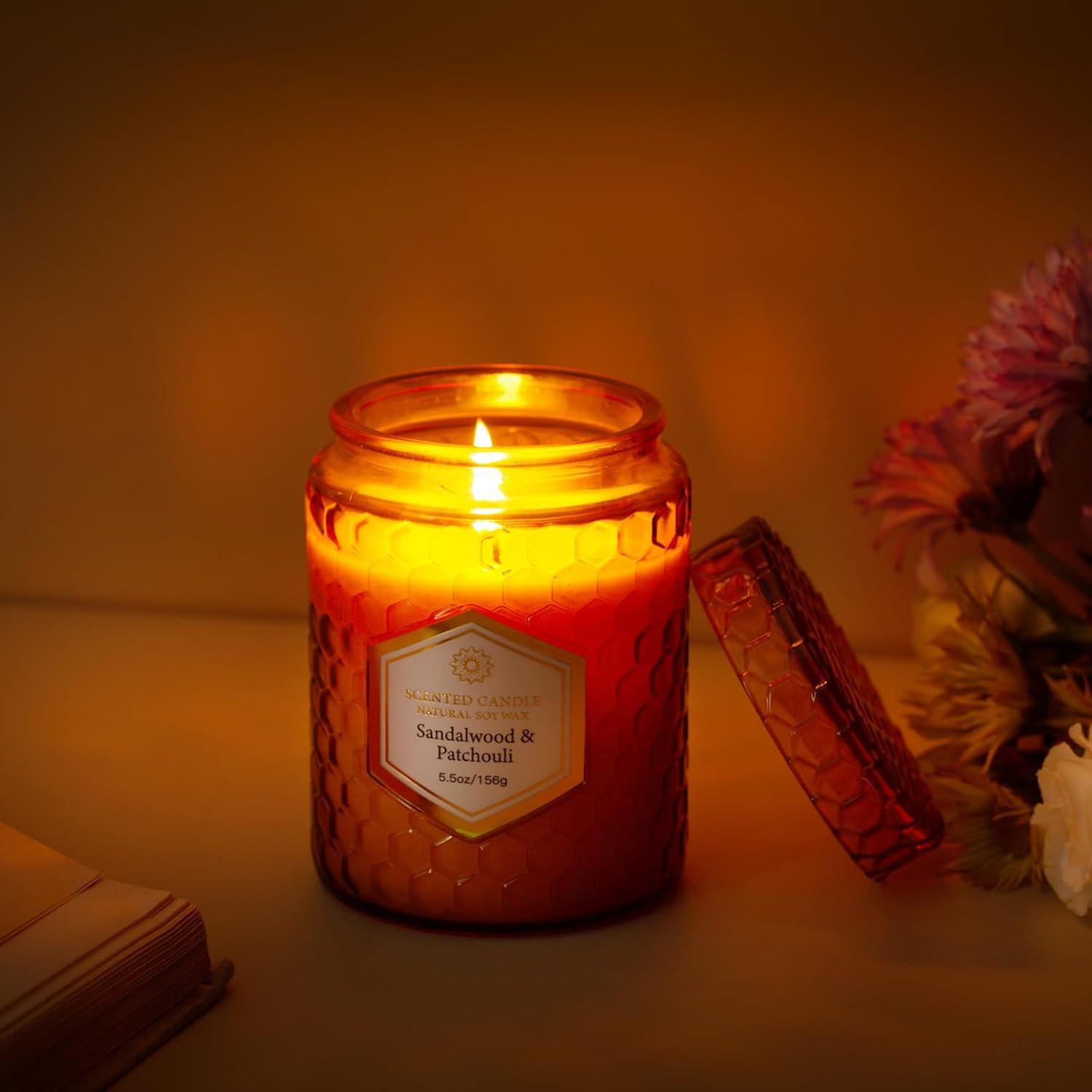 6 Velas Aromáticas de Soja Natural Amber - 240 Horas