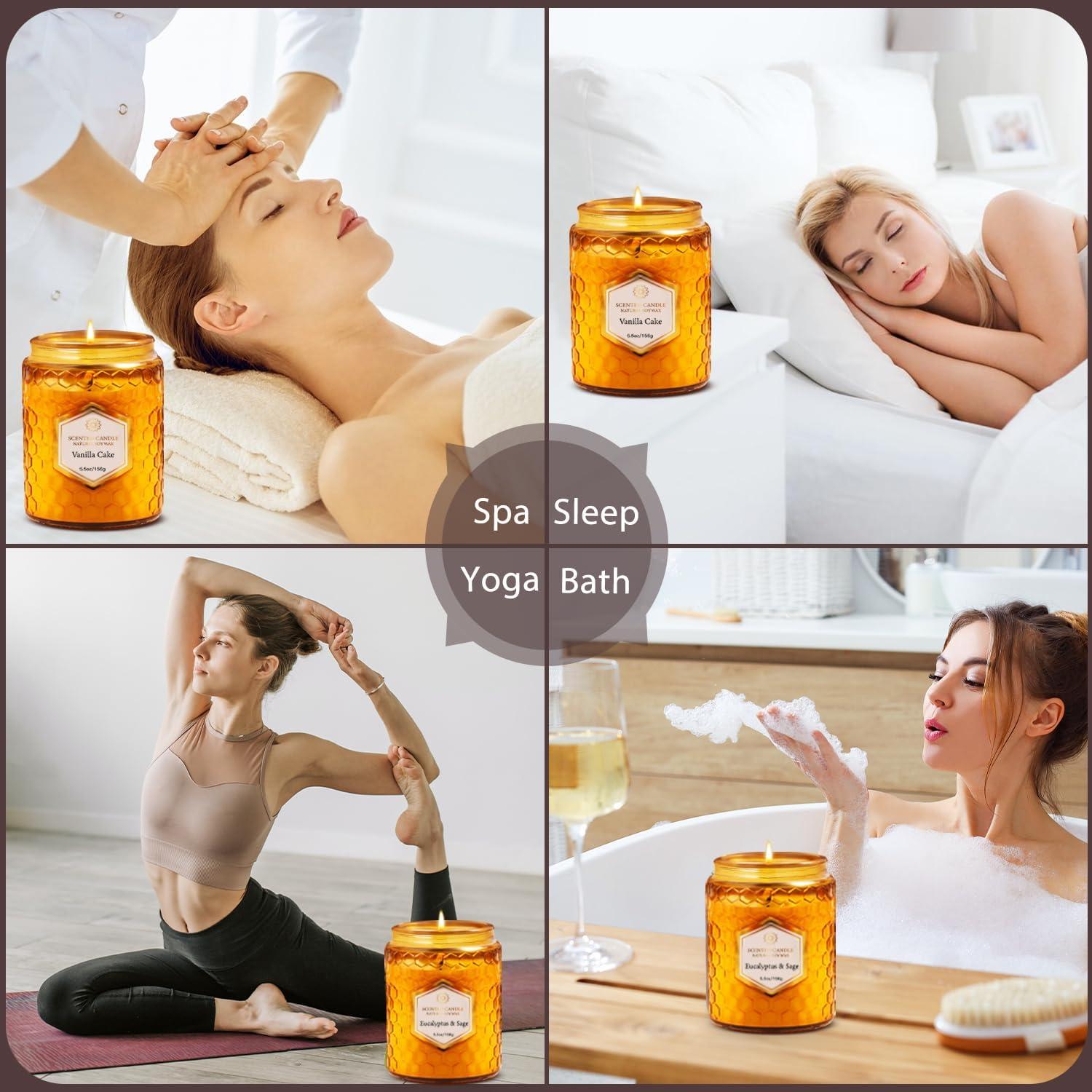 6 Velas Aromáticas de Soja Natural Amber - 240 Horas