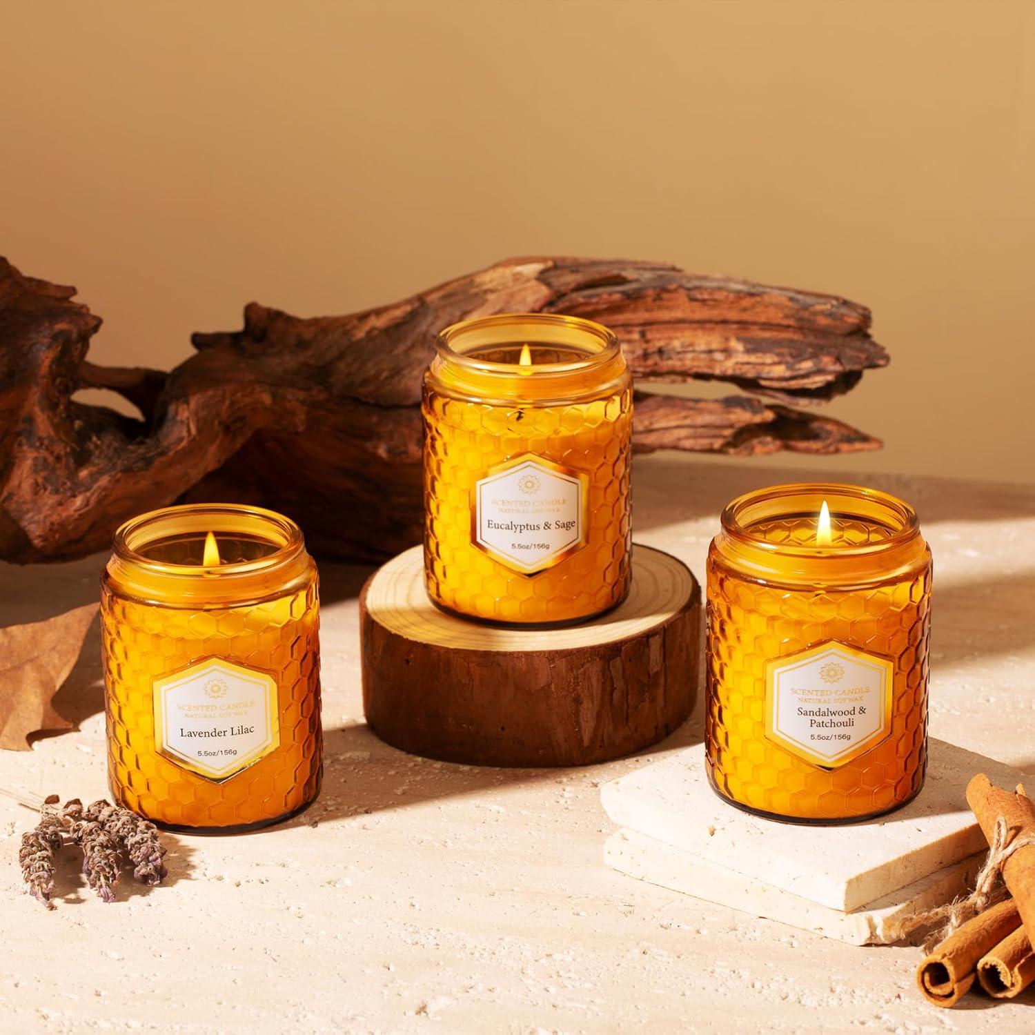 6 Velas Aromáticas de Soja Natural Amber - 240 Horas