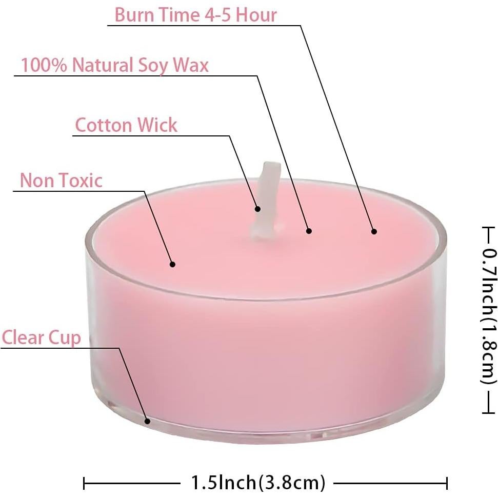 Set de Velas Aromáticas DEYBBY de Cera de Soja - 12 Piezas Rosa