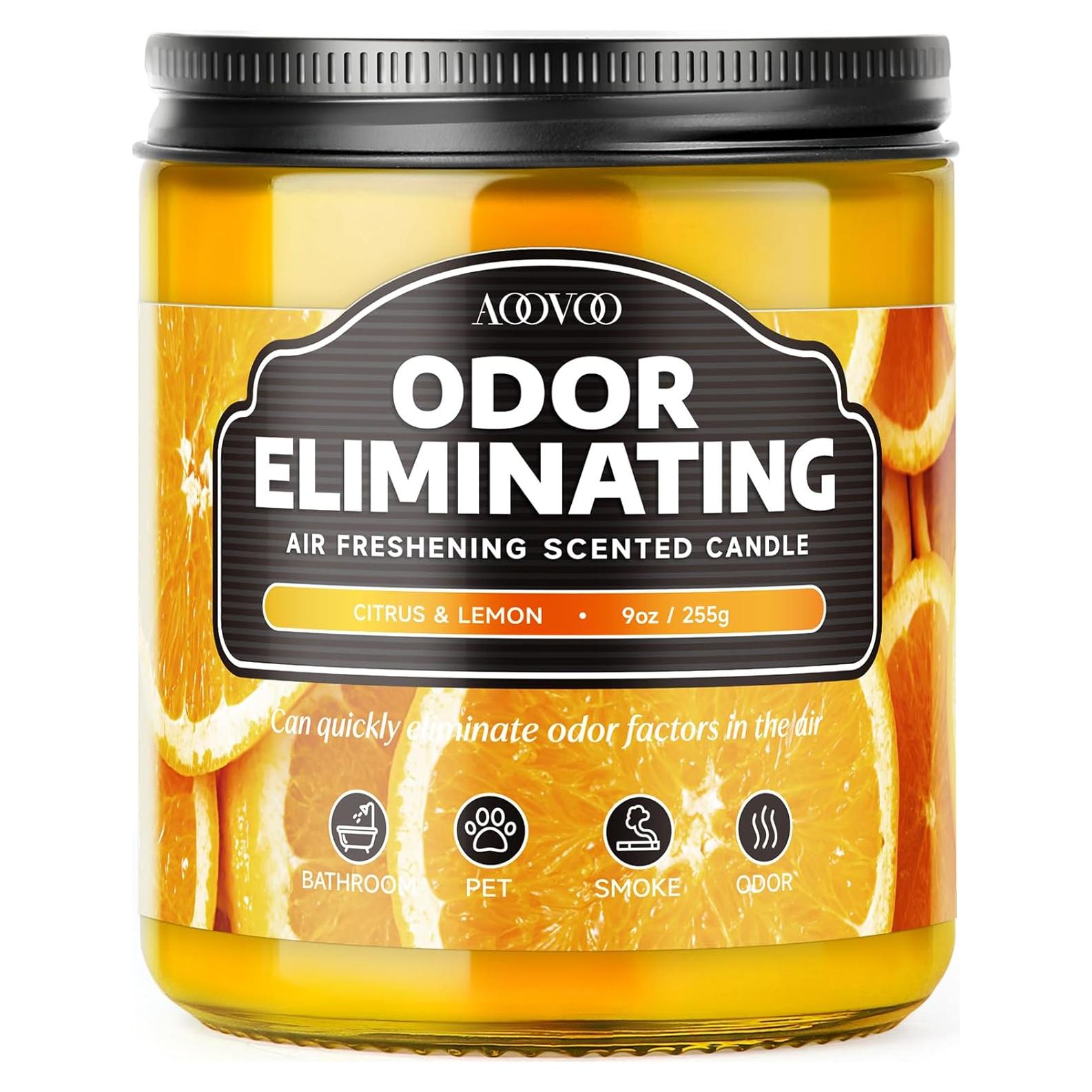 Vela Aromática AOOVOO de Soja Limón Cítrico 255g - Elimina Olores