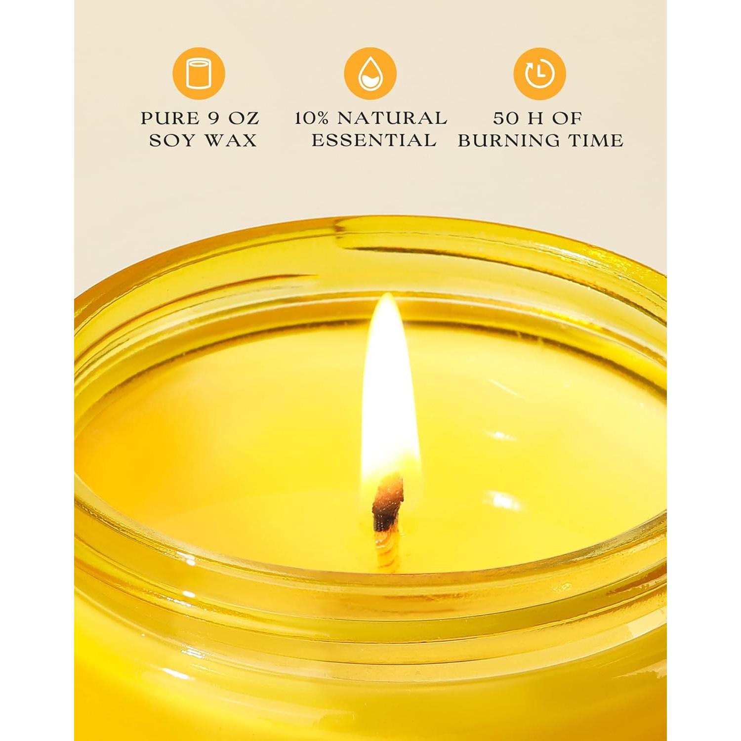 Vela Aromática AOOVOO de Soja Limón Cítrico 255g - Elimina Olores