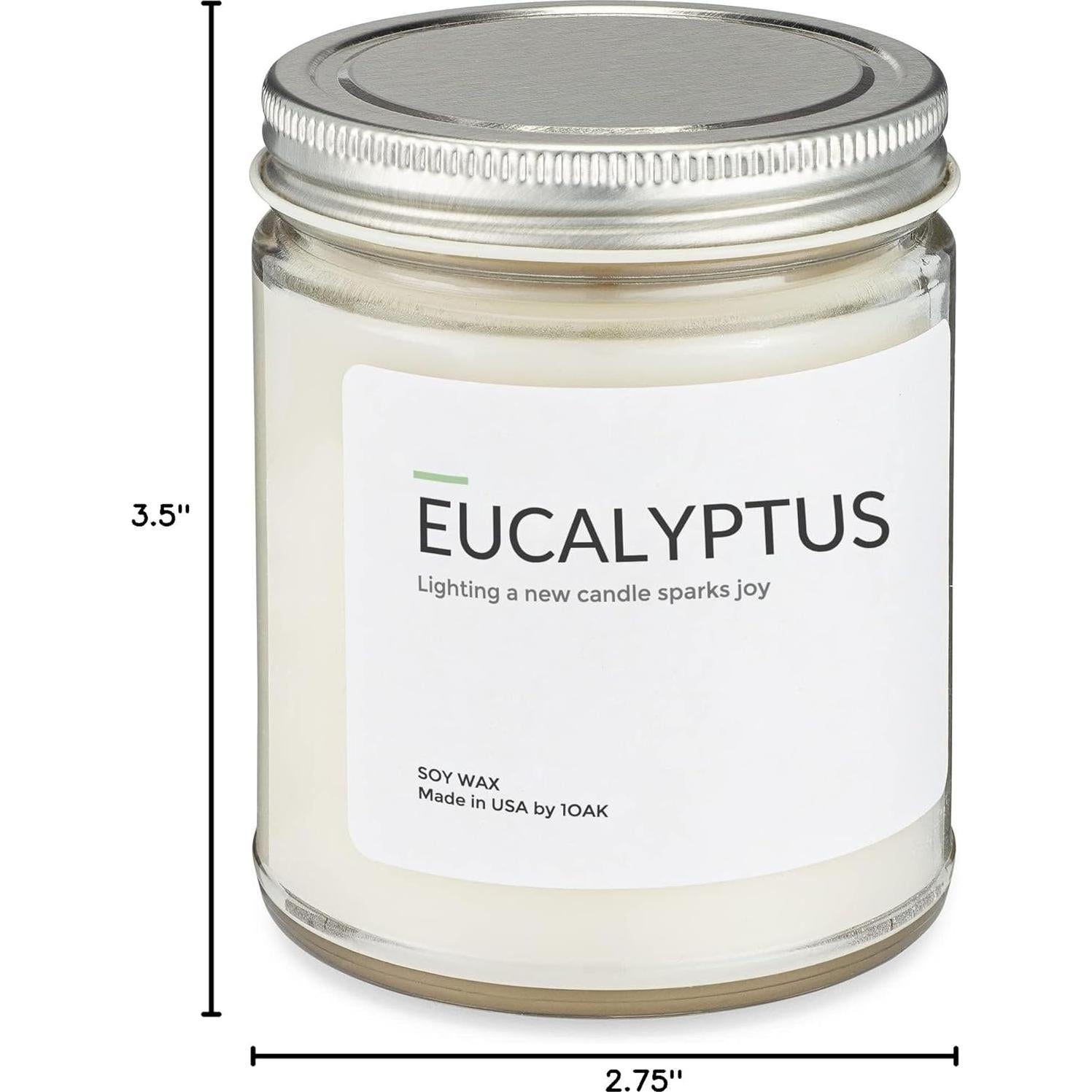 Vela Aromática de Soja 1OAK Eucalipto 198g - Larga Duración