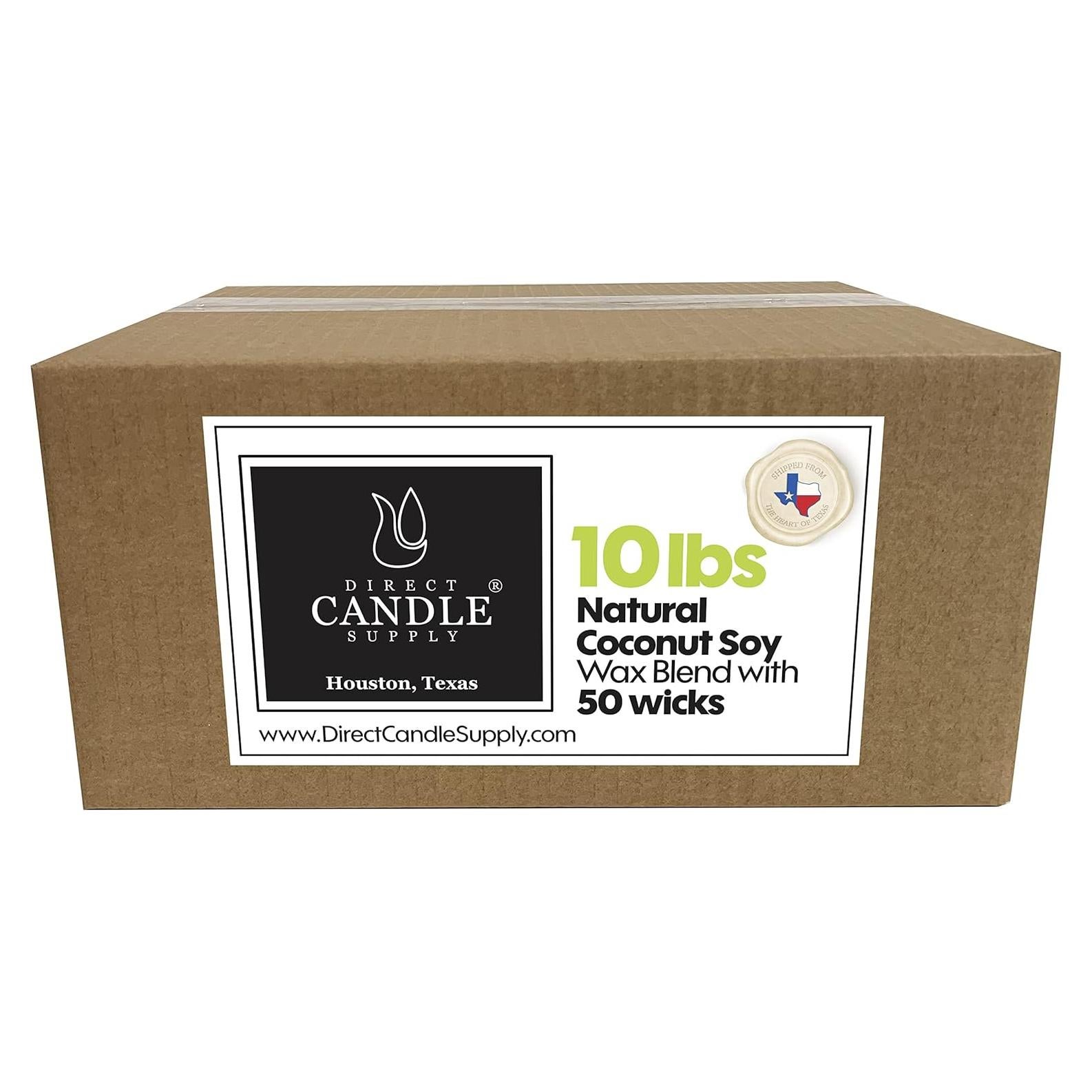 Cera de Coco y Soja para Velas Direct Candle Supply 4.54 kg + 50 Mechas