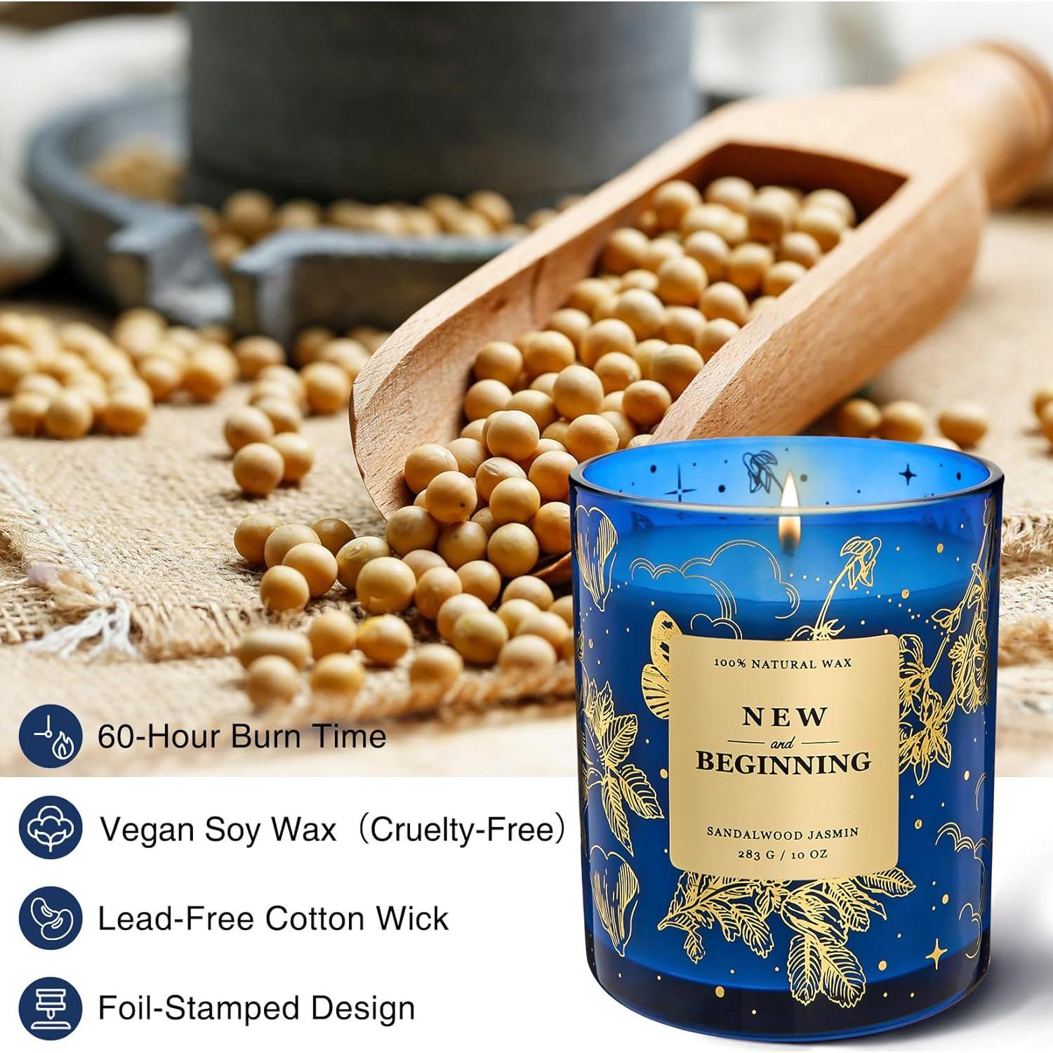 Vela Aromática M&SENSE Sándalo y Jazmín 10 oz Cera de Soja