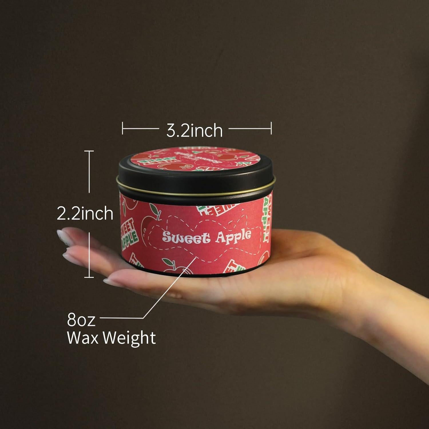 Juego de 4 Velas Aromáticas Manzana HUANXI 32oz Cera Soja