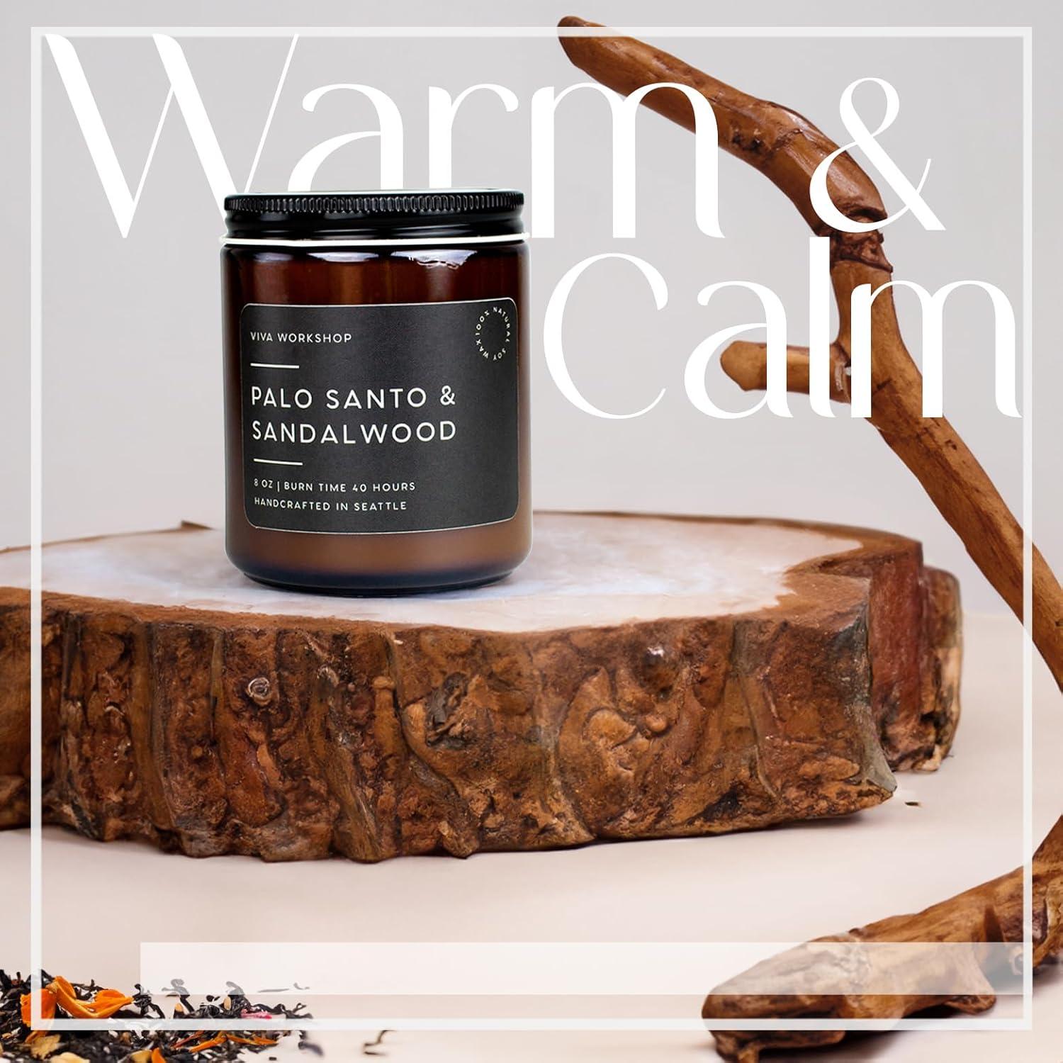 Vela Aromática de Palo Santo y Sándalo - Cera de Soja 226g