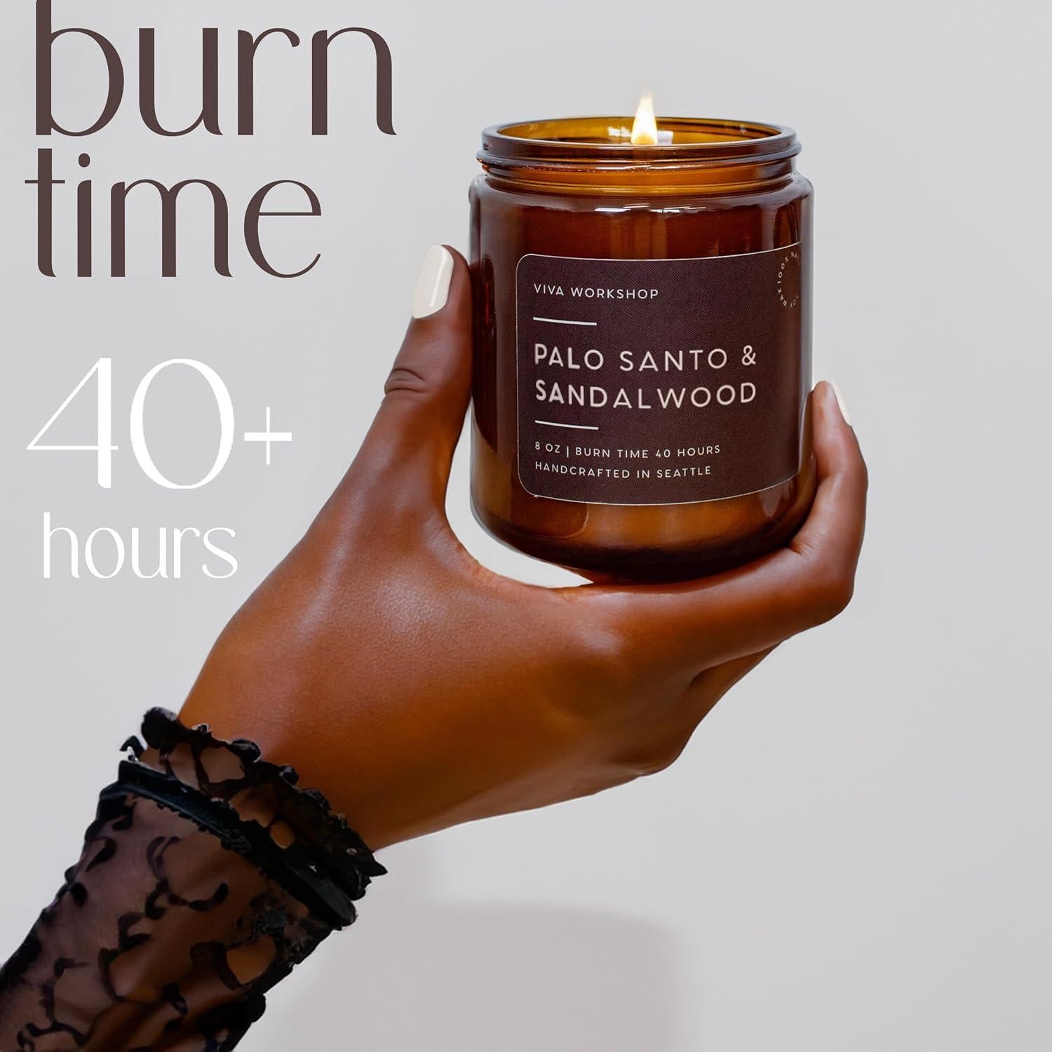 Vela Aromática de Palo Santo y Sándalo - Cera de Soja 226g