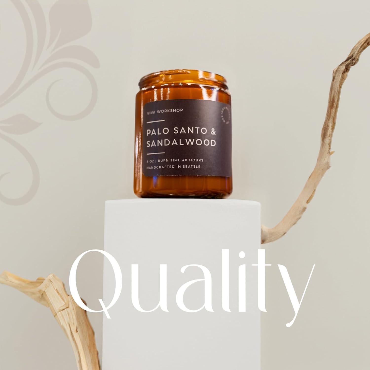 Vela Aromática de Palo Santo y Sándalo - Cera de Soja 226g