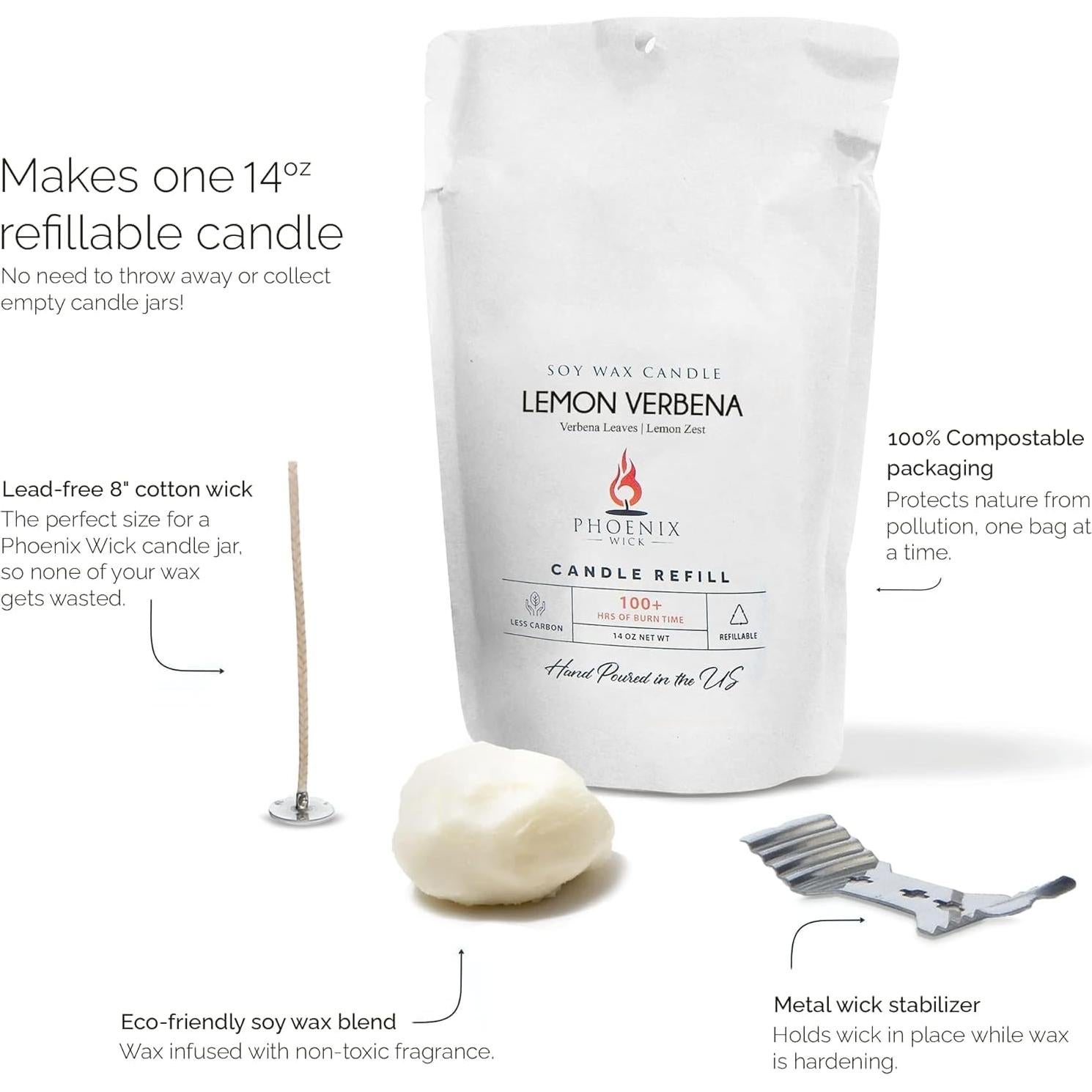 Kit de Fabricación de Velas Phoenix Wick - Cera de Soja 14 oz