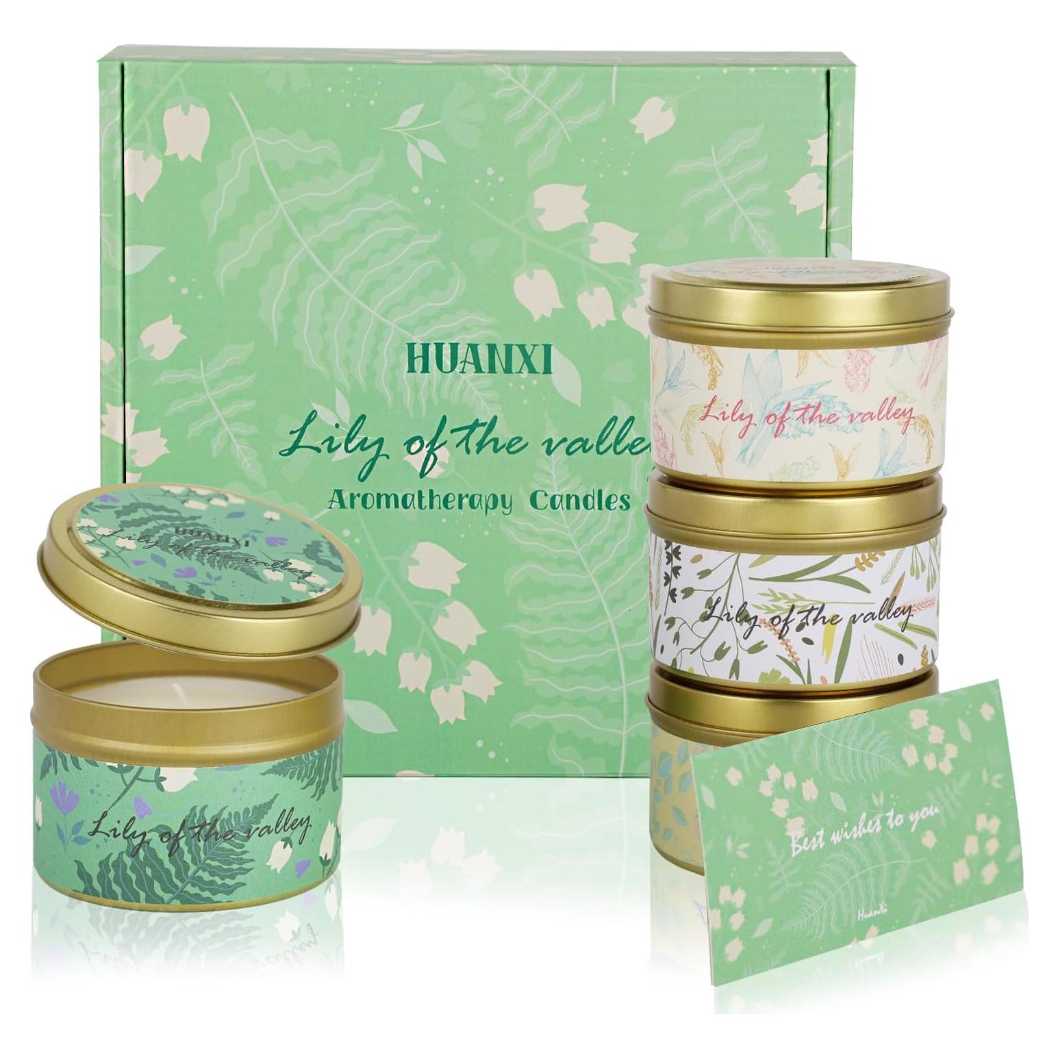 Juego de Velas Aromáticas HUANXI Lirio del Valle 4 Pack 32oz