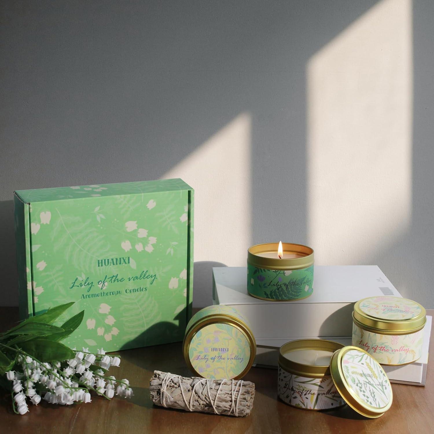 Juego de Velas Aromáticas HUANXI Lirio del Valle 4 Pack 32oz