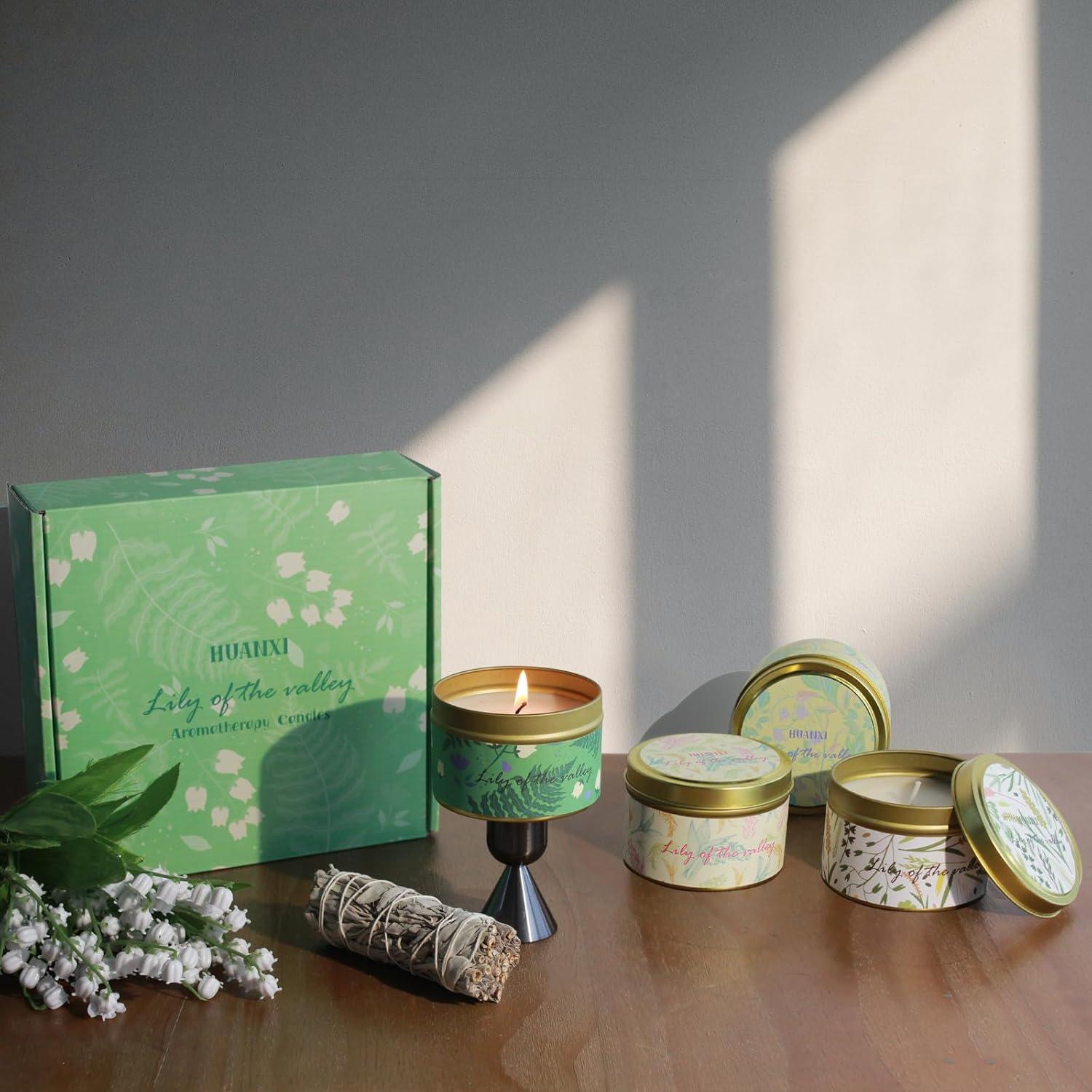 Juego de Velas Aromáticas HUANXI Lirio del Valle 4 Pack 32oz