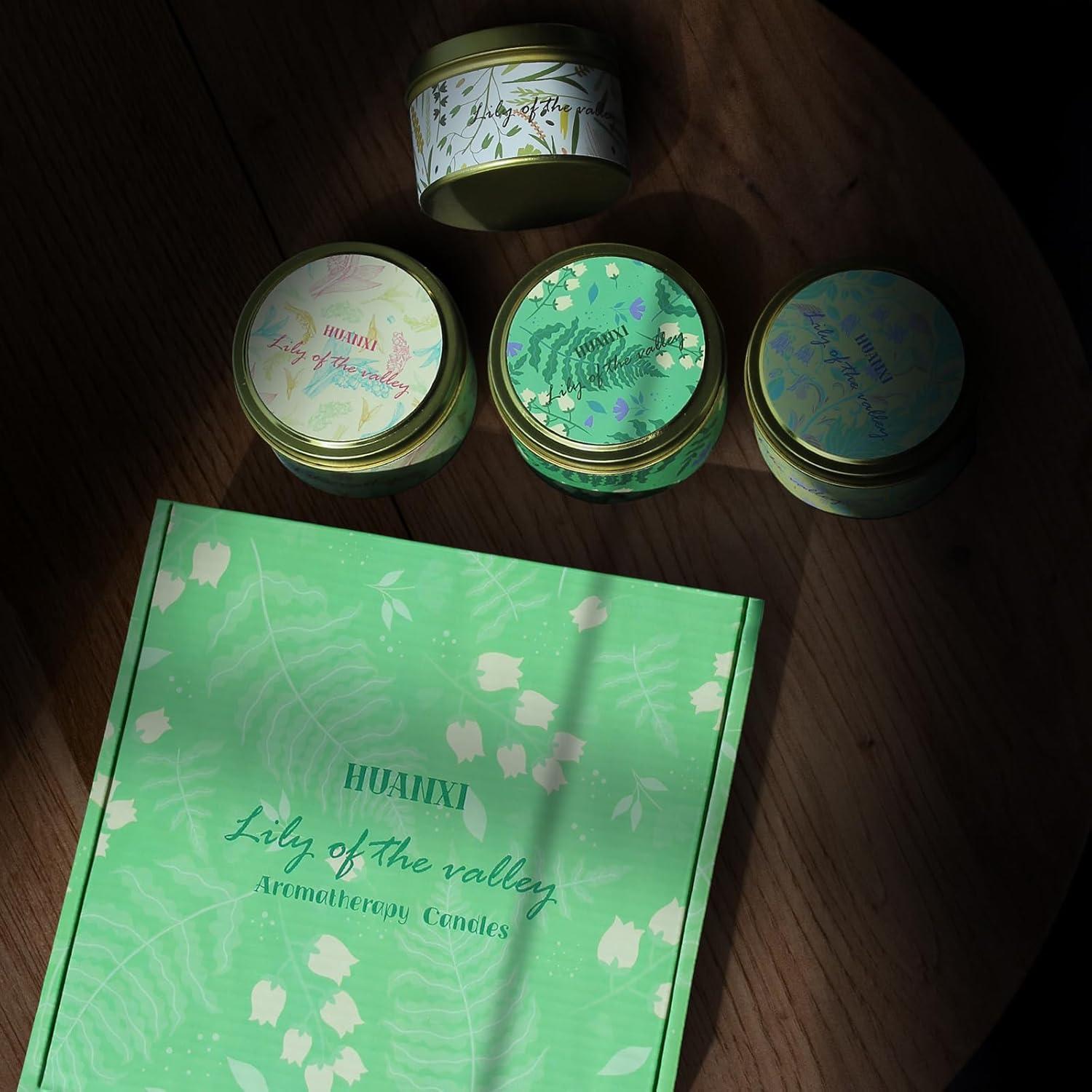 Juego de Velas Aromáticas HUANXI Lirio del Valle 4 Pack 32oz