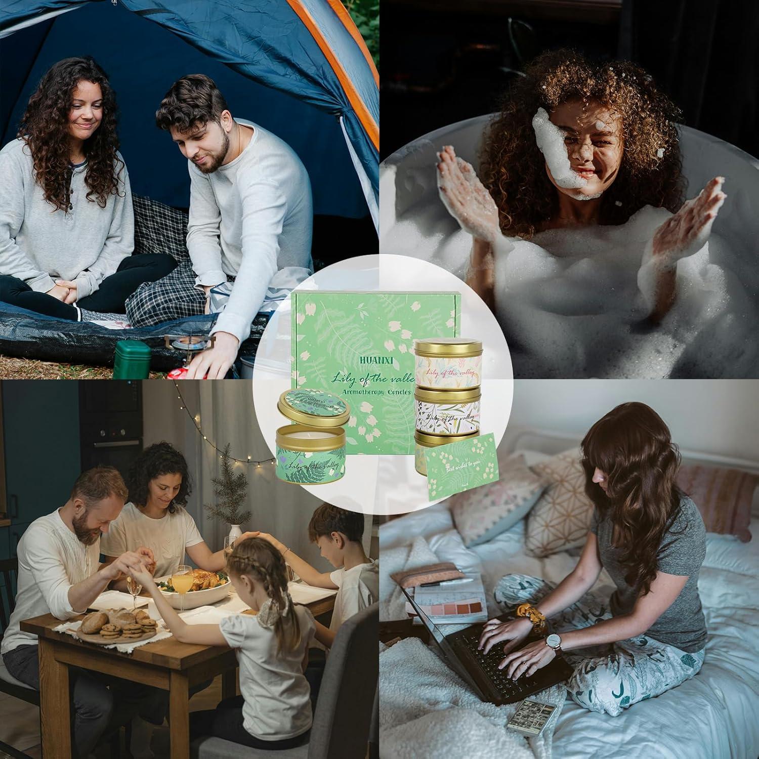 Juego de Velas Aromáticas HUANXI Lirio del Valle 4 Pack 32oz