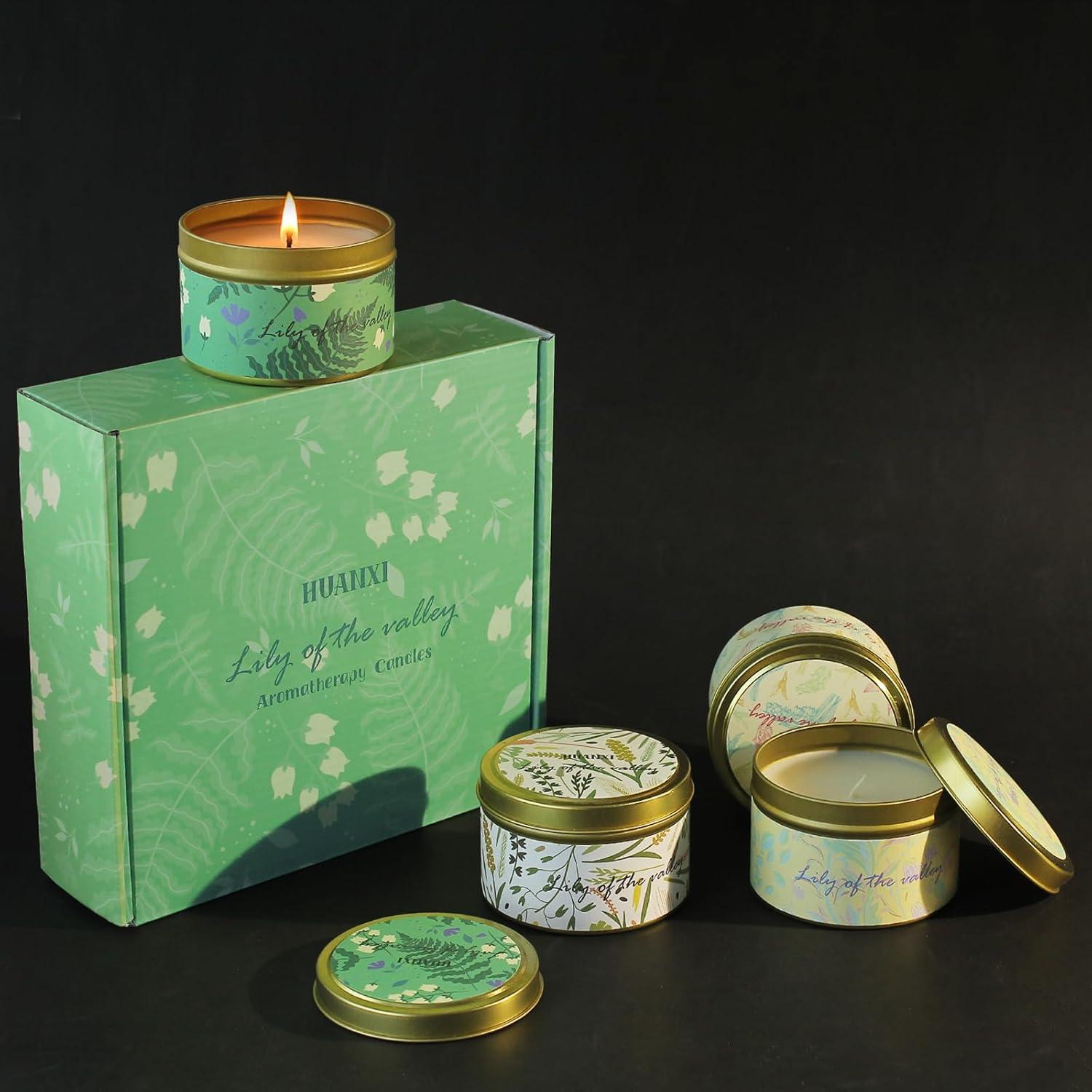 Juego de Velas Aromáticas HUANXI Lirio del Valle 4 Pack 32oz