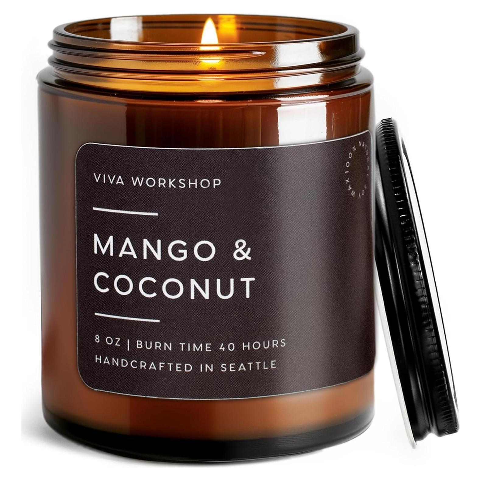 Vela Aromática Mango y Coco Cera de Soja 226g Hecha a Mano