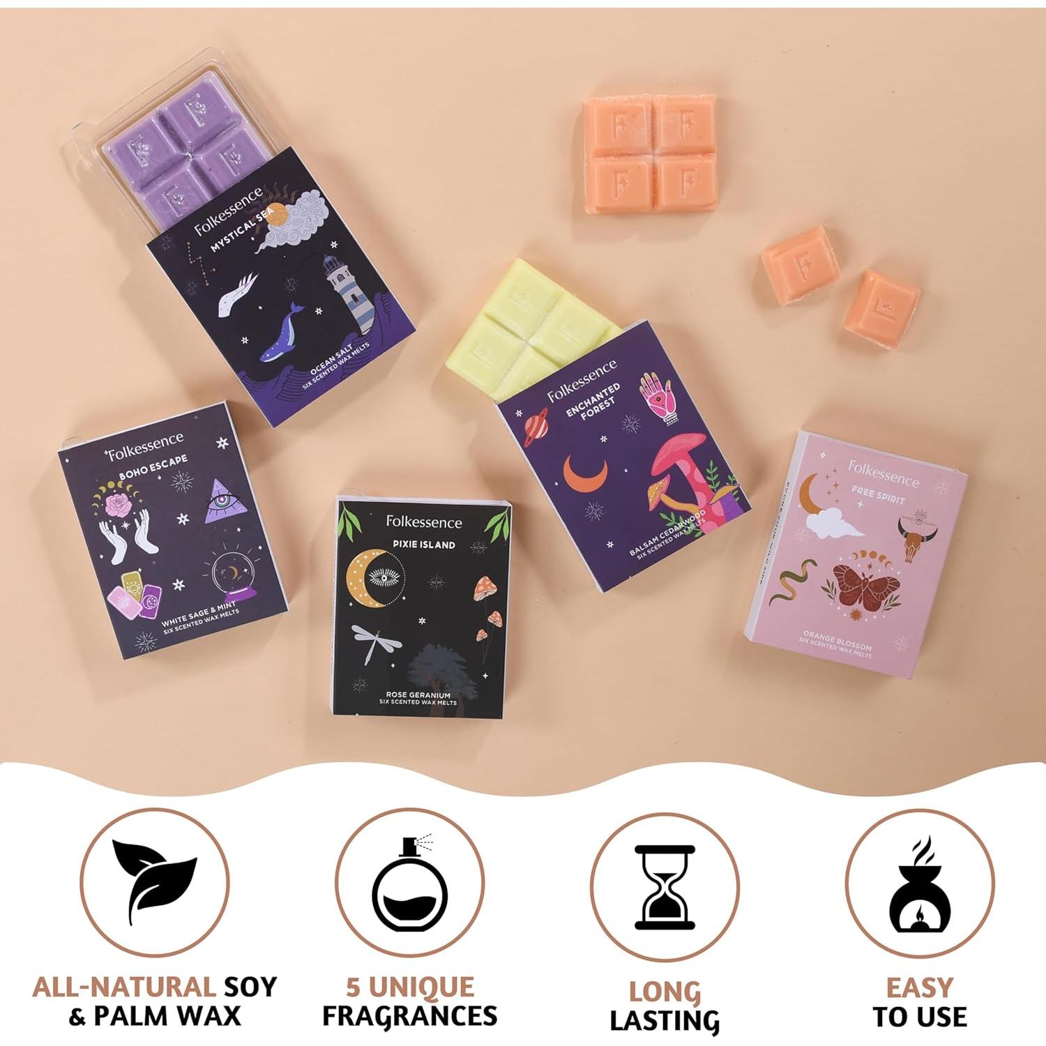 Set de 5 Ceras Aromáticas Folkulture 100% Soja y Palma