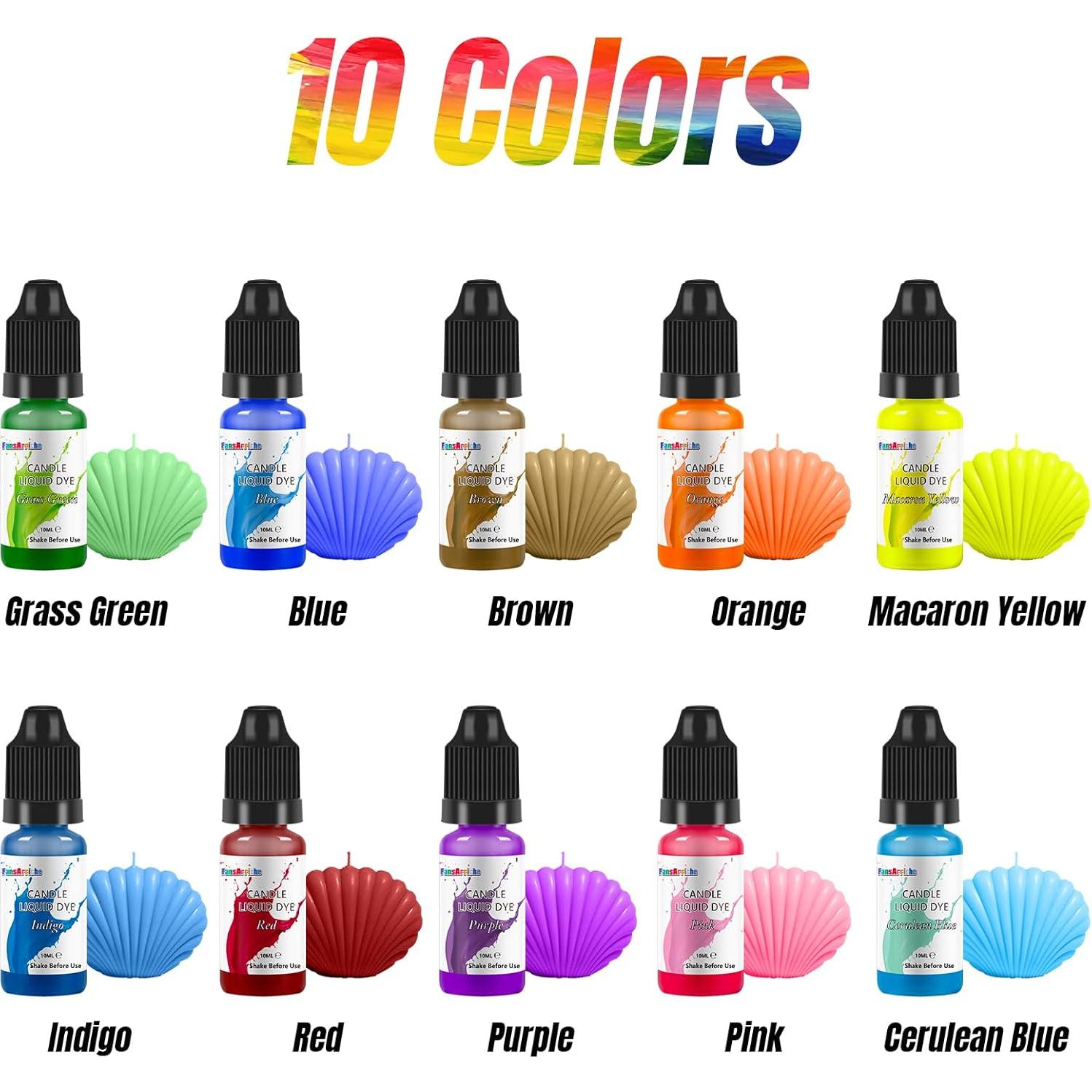 Tinte Líquido para Velas FansArriche - 10 Colores Naturales 10 ml