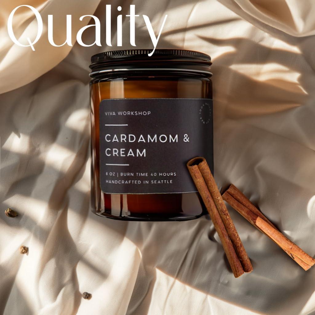 Vela Aromática Cardamomo y Crema - Cera de Soja 226g - Hecha a Mano