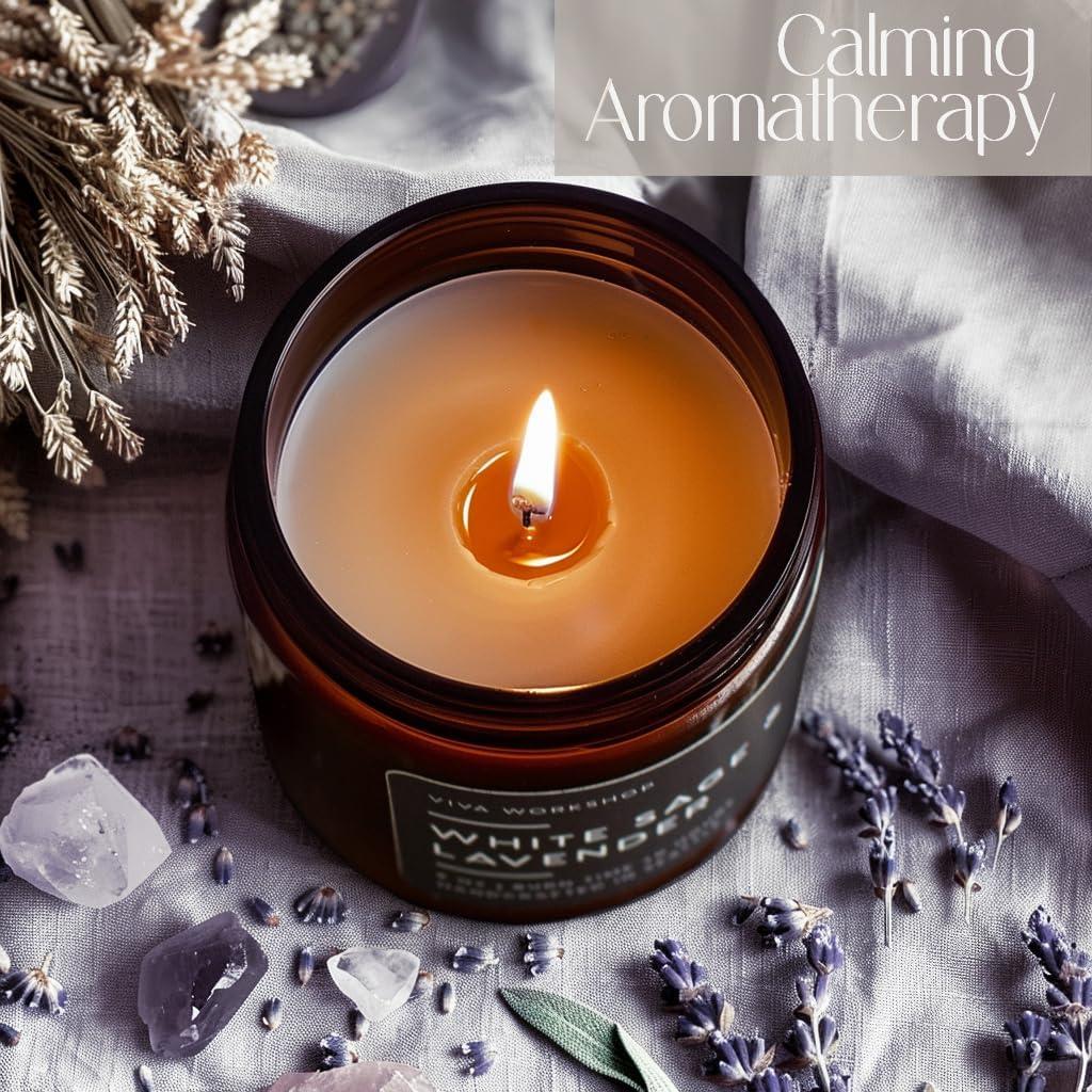 Vela Aromática Salvia Blanca y Lavanda - Cera de Soja 226g