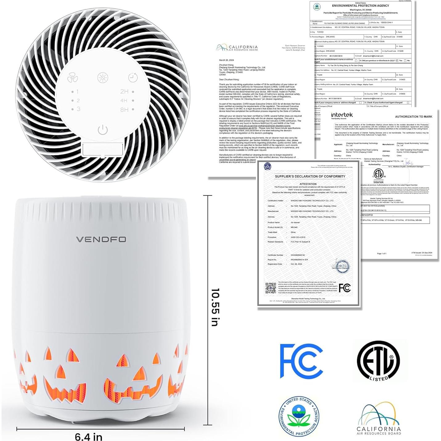 Purificador de Aire VENDFO MB-046 HEPA 100 m² Silencioso