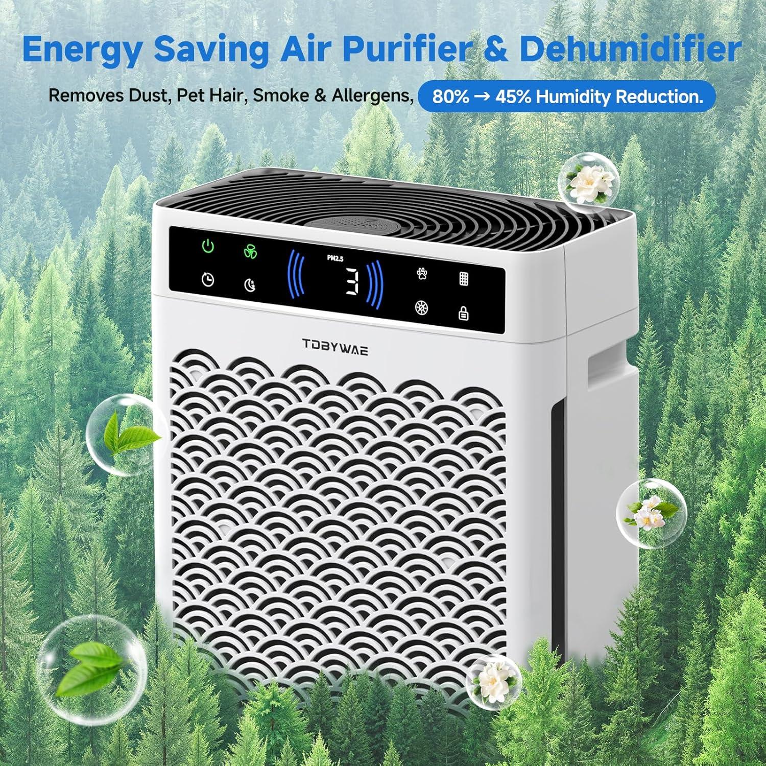 Purificador de Aire HEPA TDBYWAE MB-066 para Habitaciones Grandes