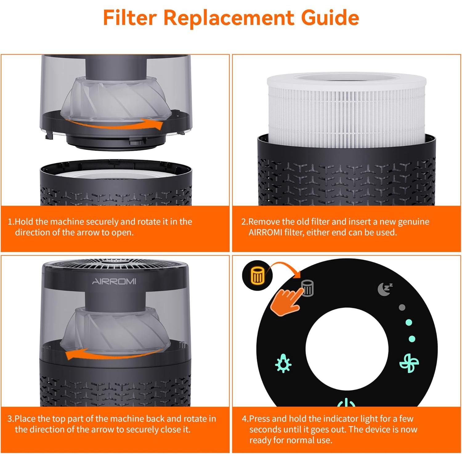 Filtro de Aire HEPA AIRROMI A2002 Original 3-en-1 Paquete de 2