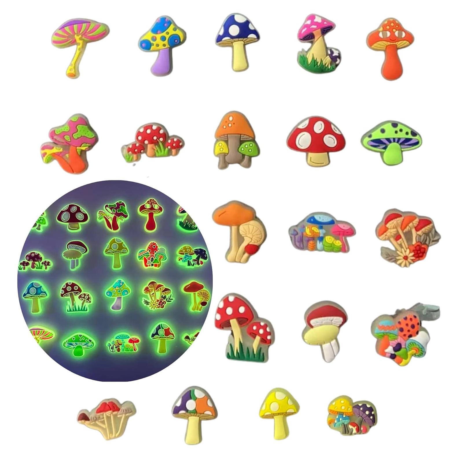 Encantos de Zapato de Hongo Fungi Fun 20pcs Luminiscentes