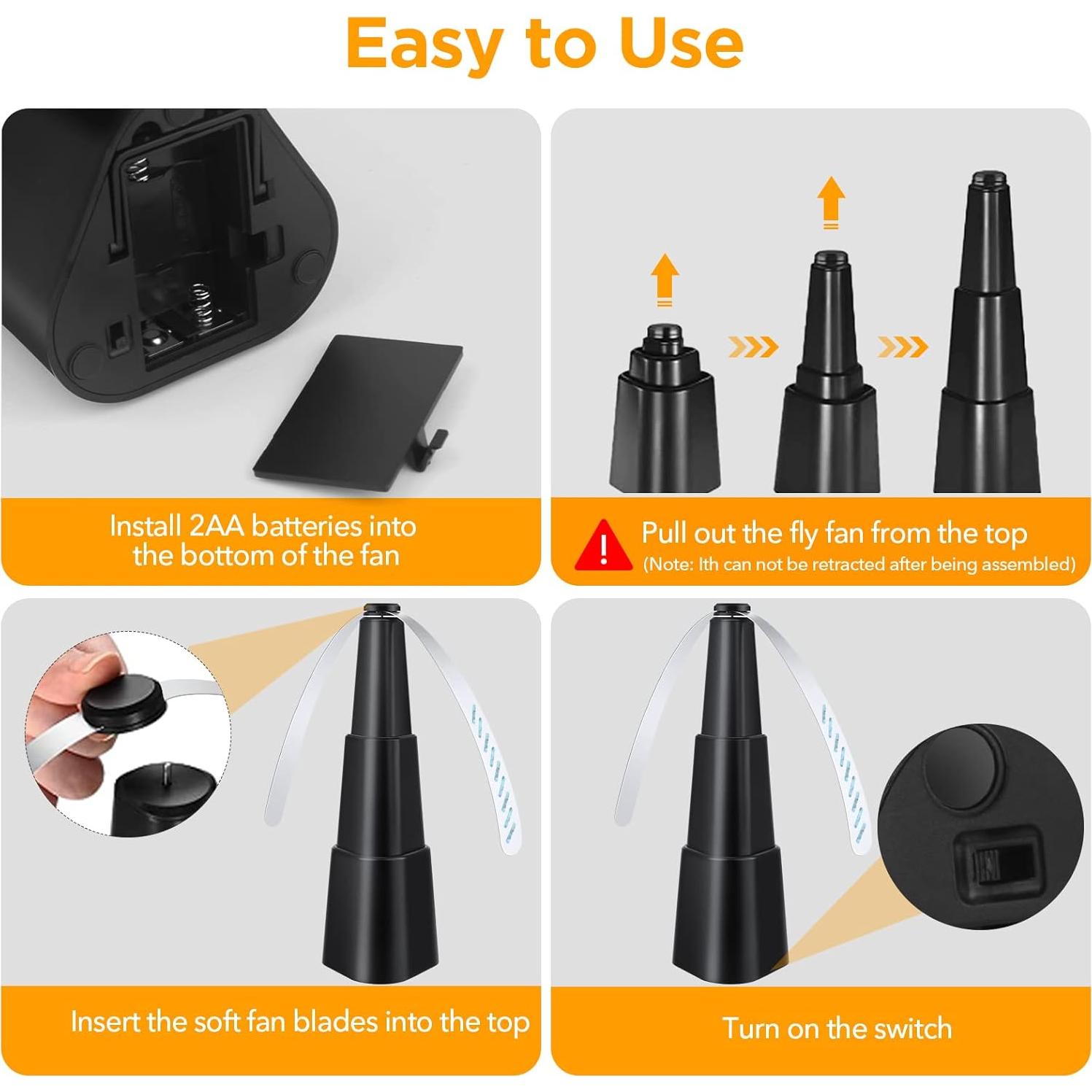 Ventilador Repelente de Moscas PIMAG - Paquete de 4, Negro