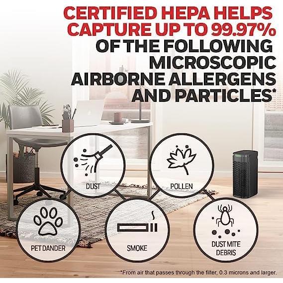 Purificador de Aire HEPA Honeywell HPA080 para 45 m², Negro