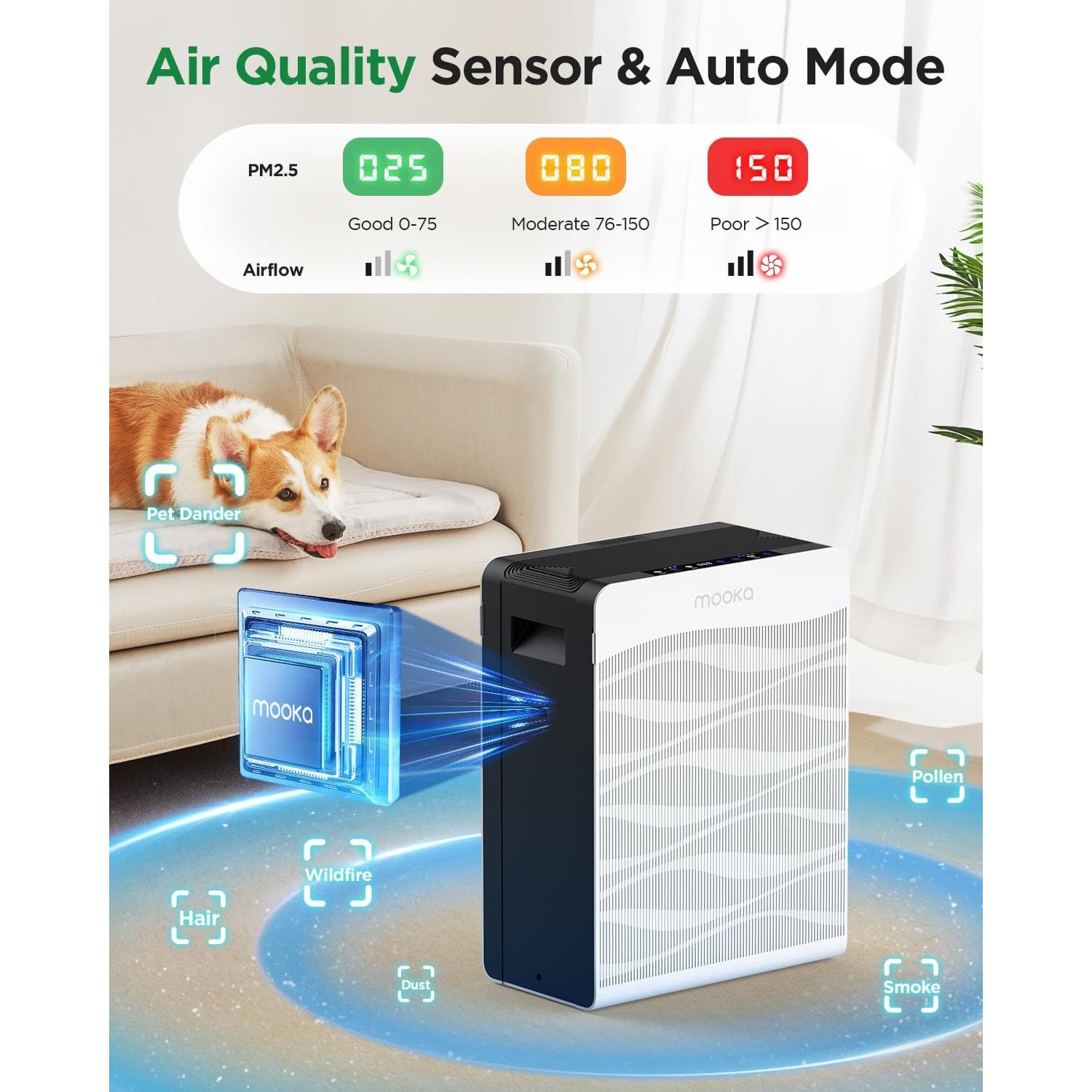 Purificador de Aire MOOKA C300 para Habitaciones Grandes 260 m²