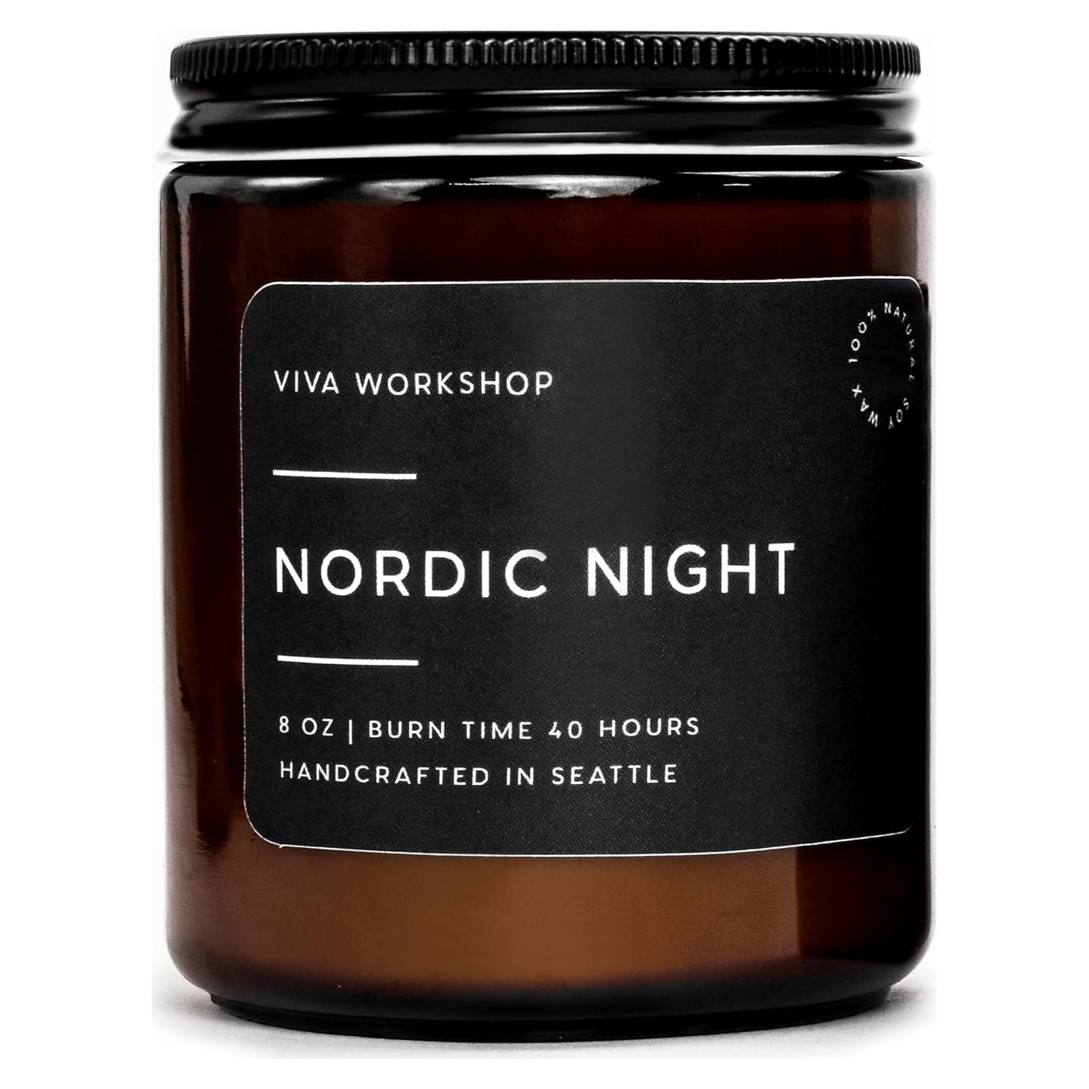 Vela Aromática de Cera de Soja Noche Nórdica 226g - Hecha en EE.UU.