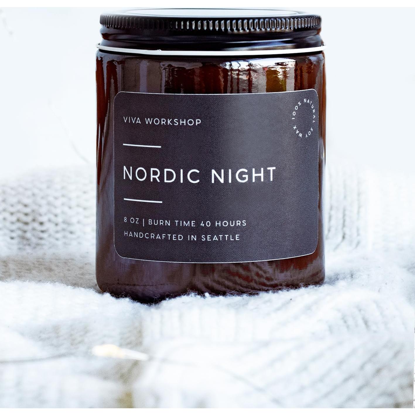 Vela Aromática de Cera de Soja Noche Nórdica 226g - Hecha en EE.UU.