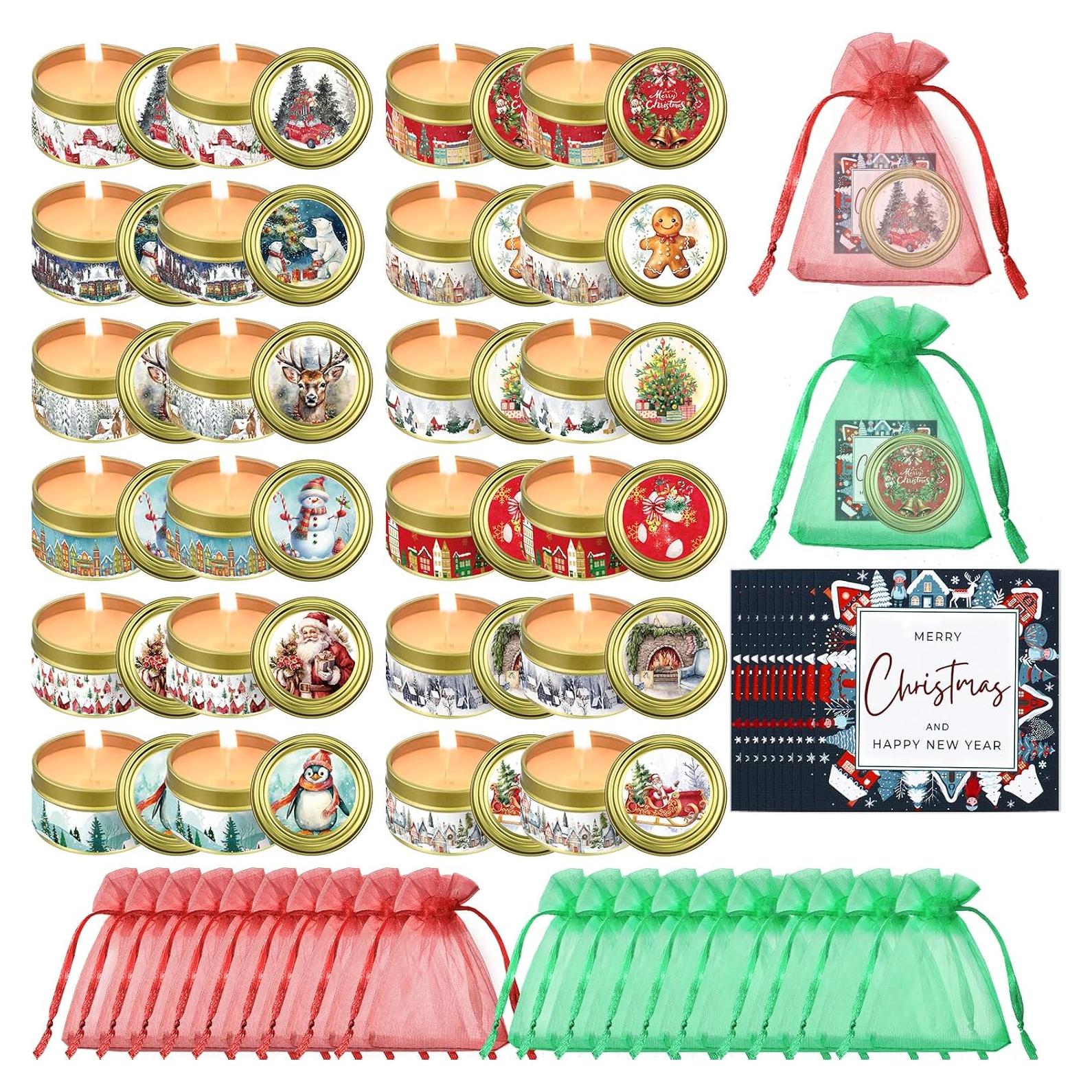 Set de 24 Velas Aromáticas de Cera de Soja MTLEE - Navidad