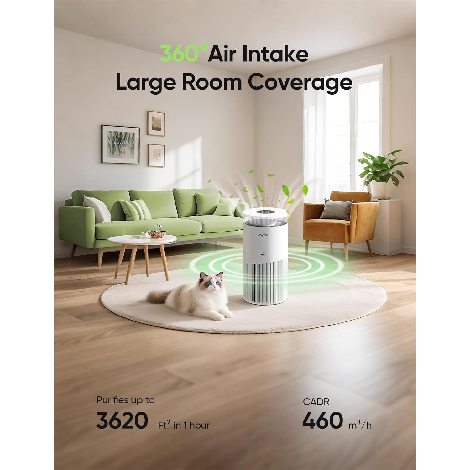 Purificador de Aire Dhyala KJ02 para Habitaciones Grandes 336.5 m²