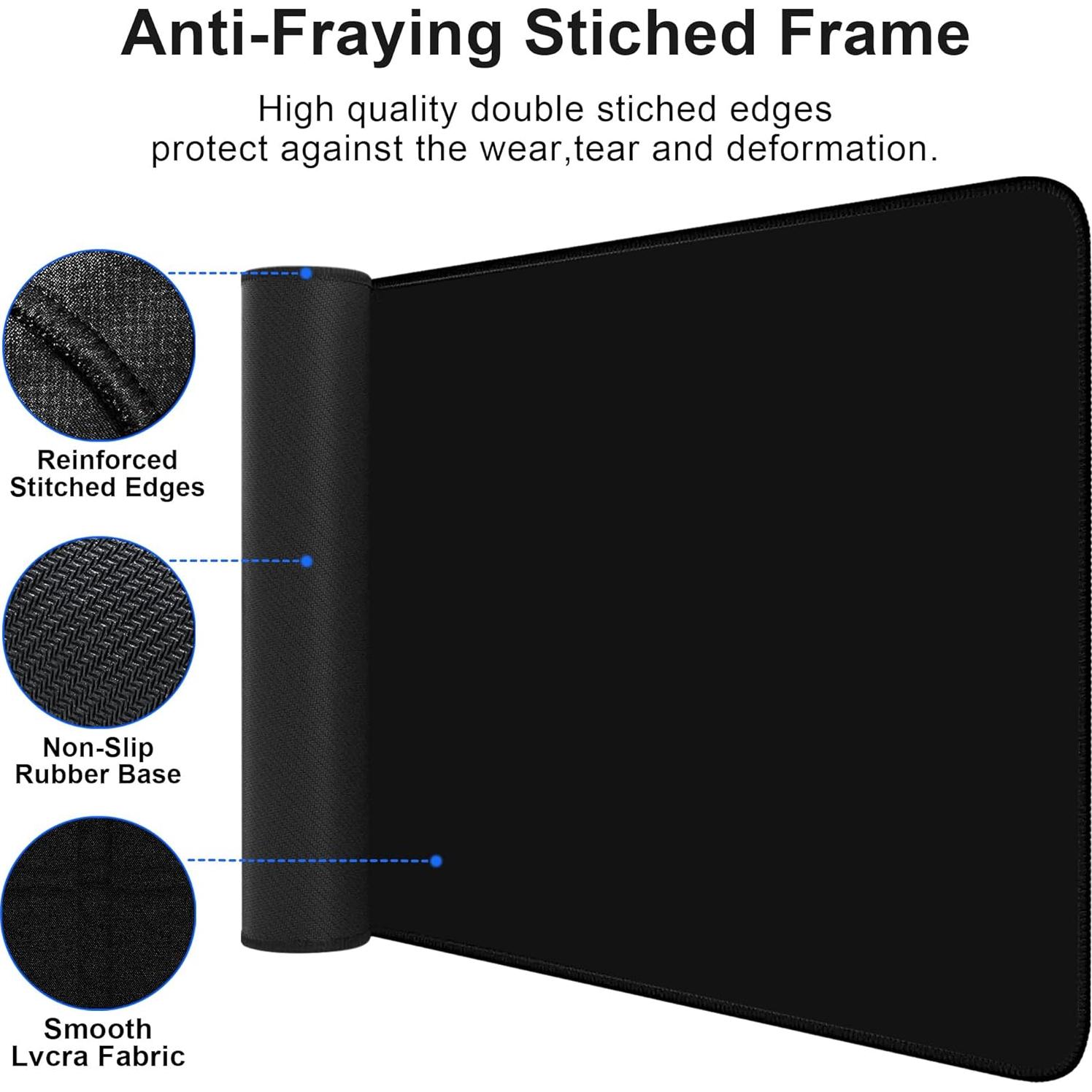 Almohadilla de Ratón Grande Bzu Negra XL 80x30cm Antideslizante