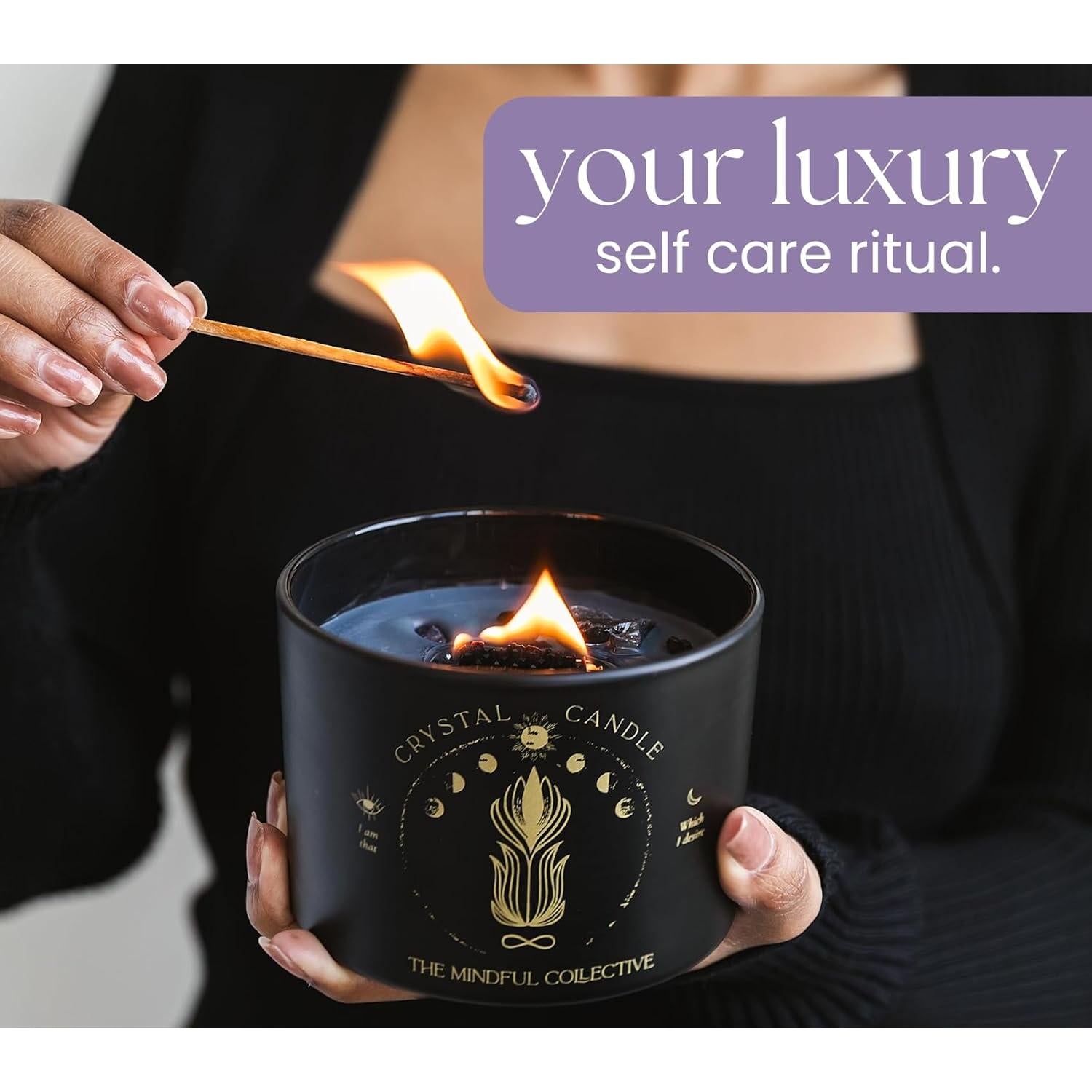 Vela de Cristal Negro THE MINDFUL COLLECTIVE 340g Coco Lima