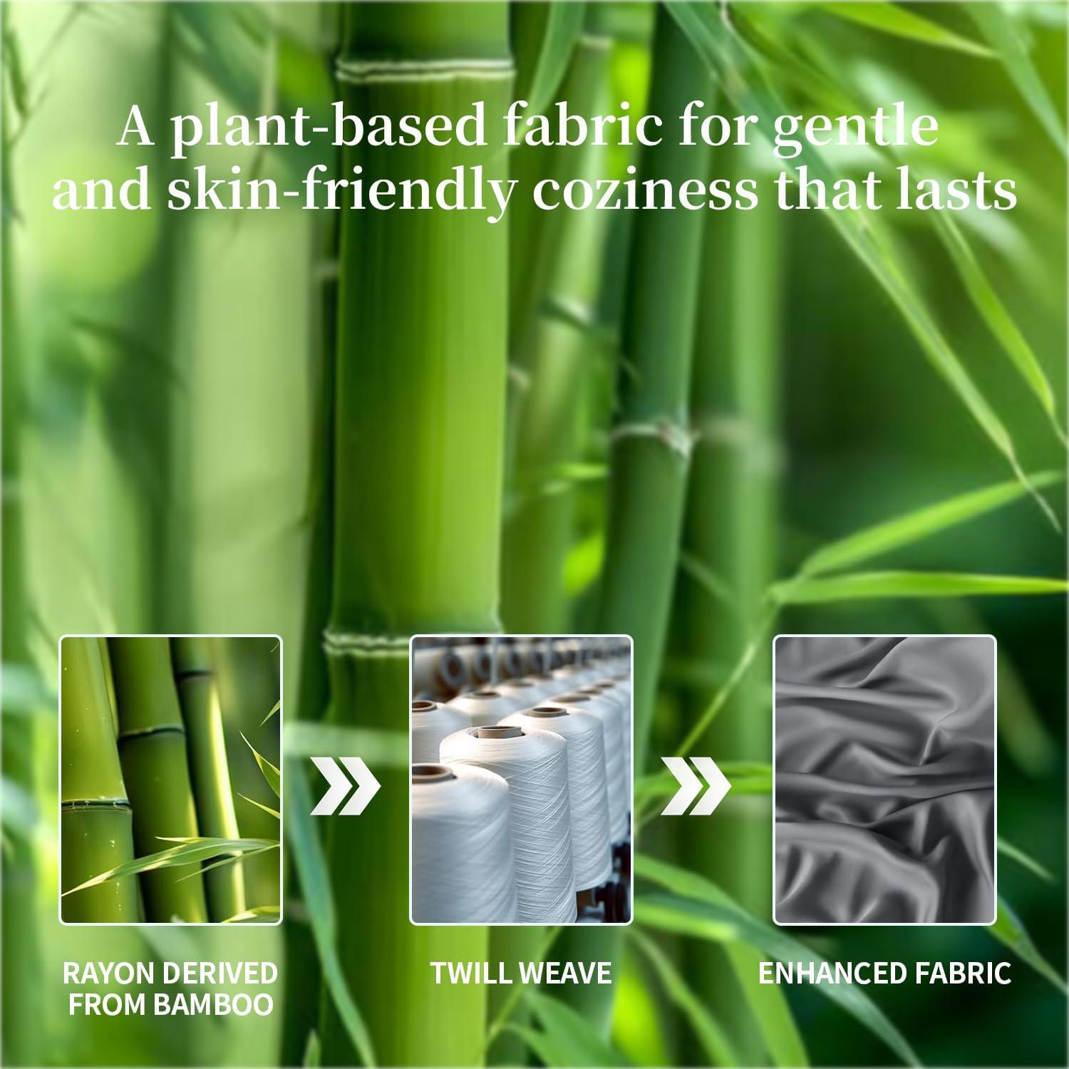 Juego de Sábanas Queen Shilucheng 4 Piezas Viscosa Bambú Gris