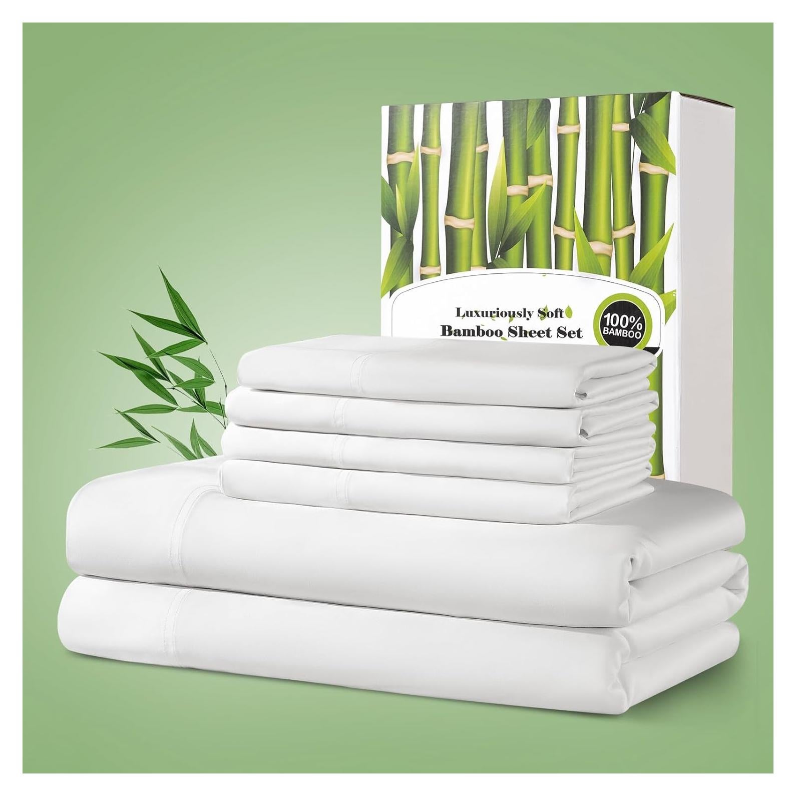 Juego de Sábanas Queen Shilucheng 100% Viscosa de Bambú 6 Piezas