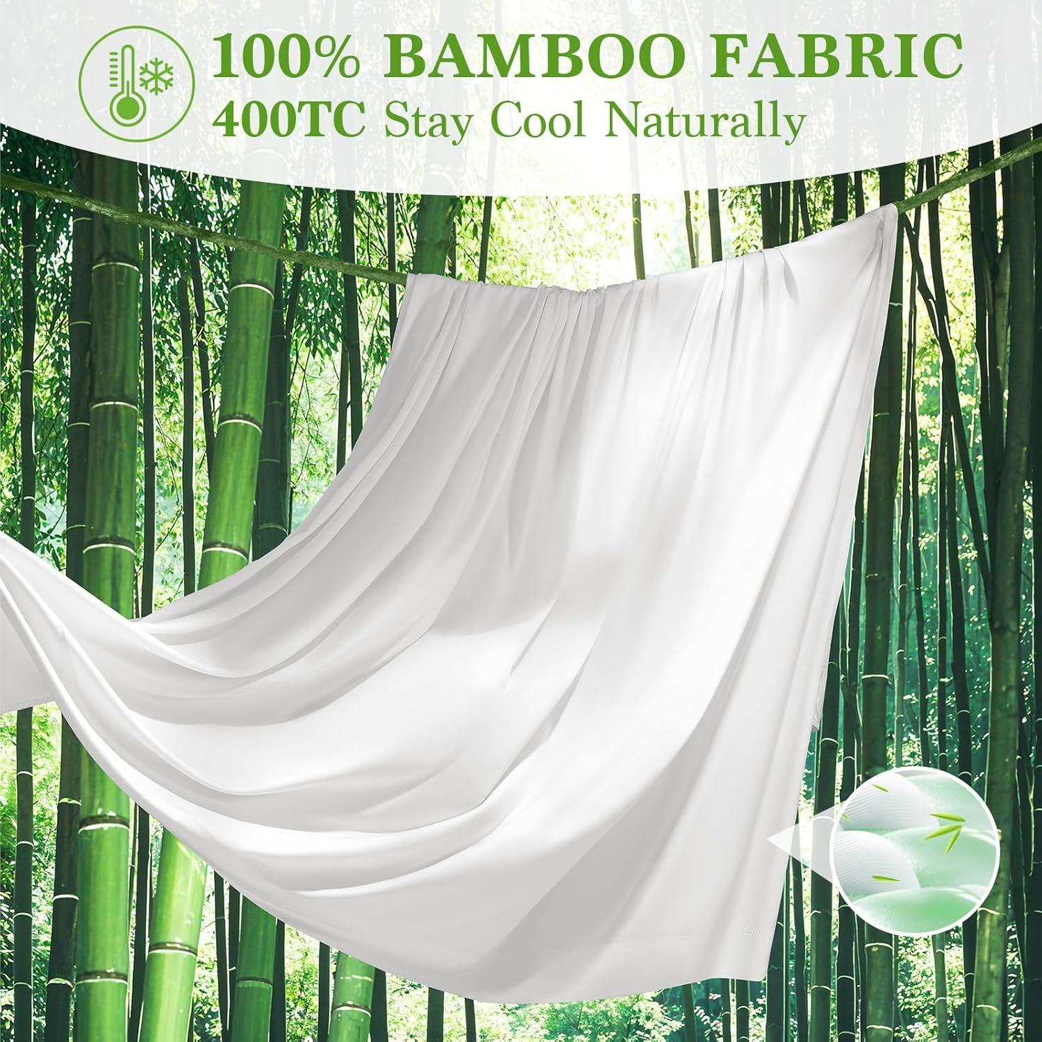 Juego de Sábanas Queen Shilucheng 100% Viscosa de Bambú 6 Piezas