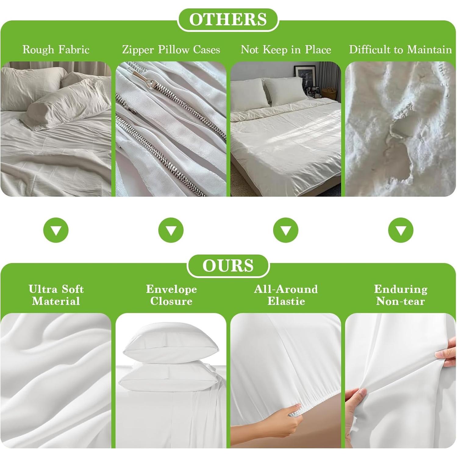 Juego de Sábanas Queen Shilucheng 100% Viscosa de Bambú 6 Piezas