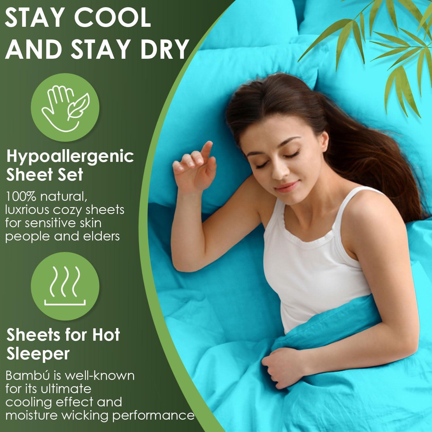 Juego de Sábanas Queen CozySmile 100% Viscosa Bambú 4 Piezas