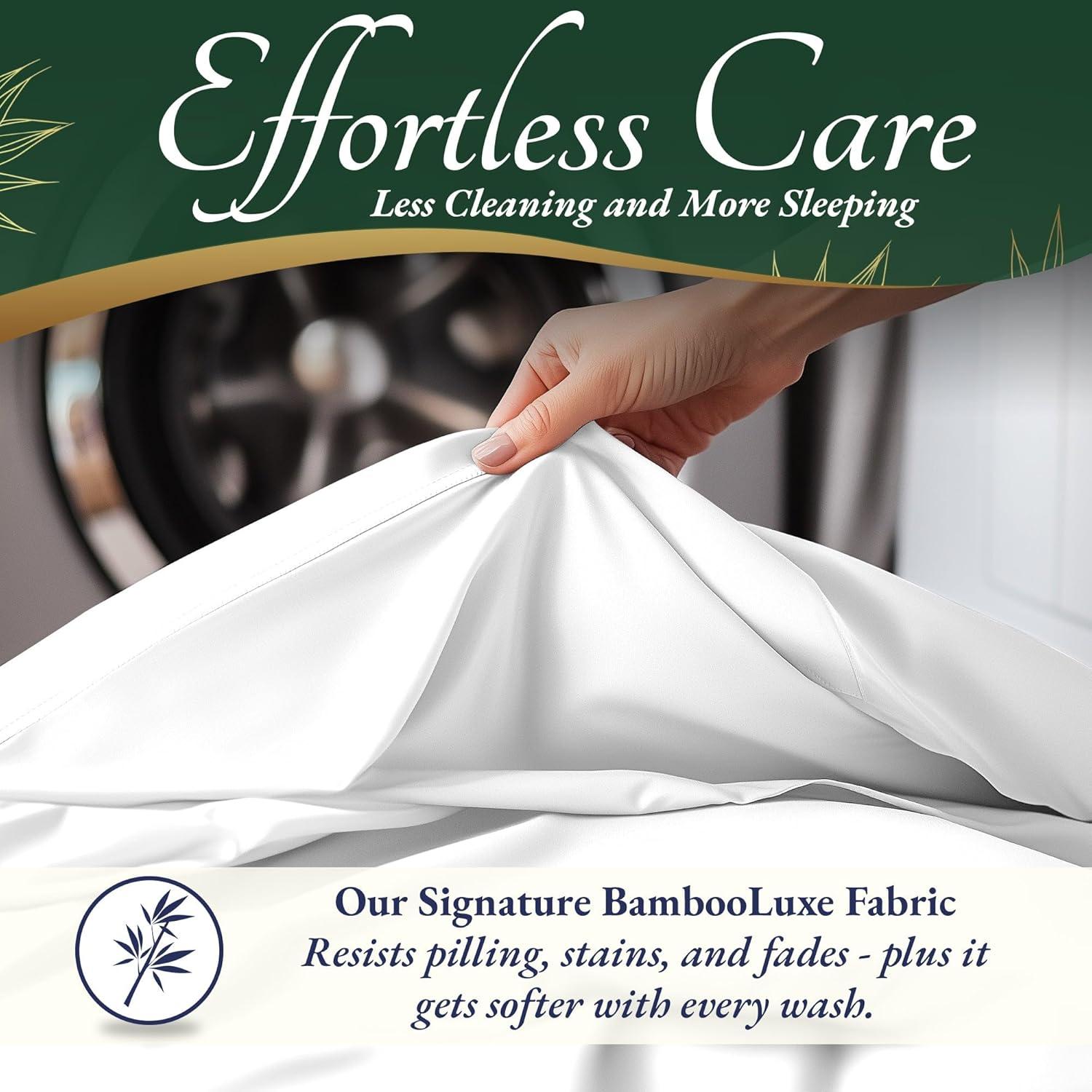 Sábanas Queen DECOLURE 100% Viscosa Bambú 6 Piezas Blanco