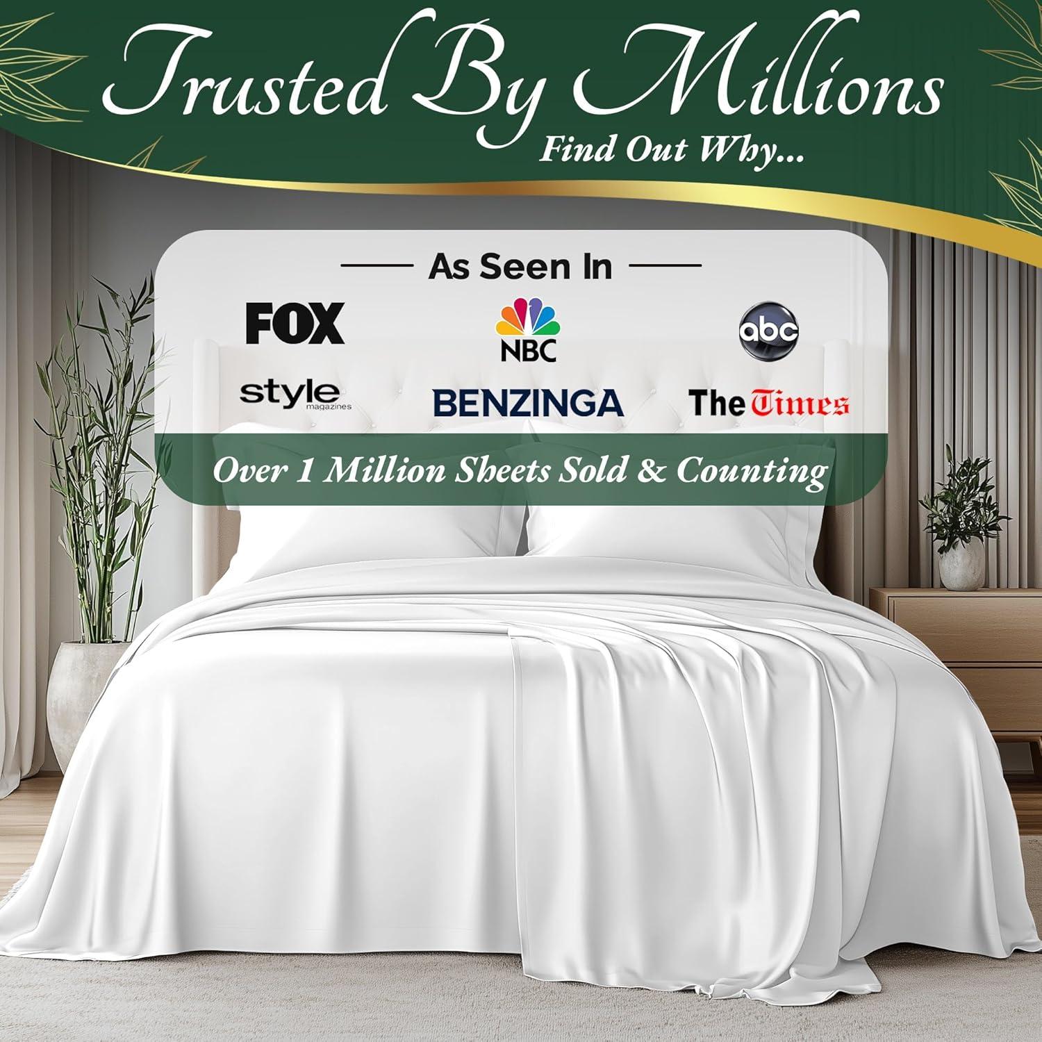 Sábanas Queen DECOLURE 100% Viscosa Bambú 6 Piezas Blanco