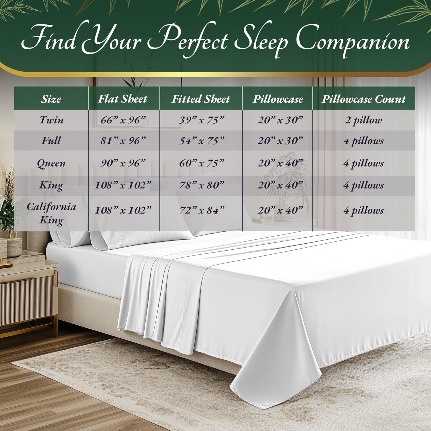 Sábanas Queen DECOLURE 100% Viscosa Bambú 6 Piezas Blanco