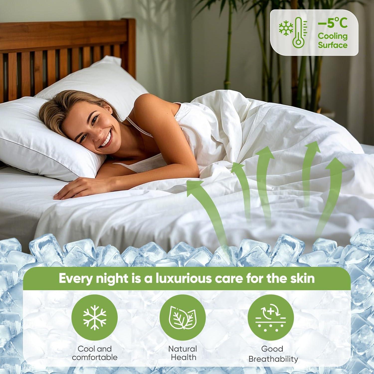 Juego de Sábanas de Lujo TWK Reina 100% Viscosa Bambú Blanco