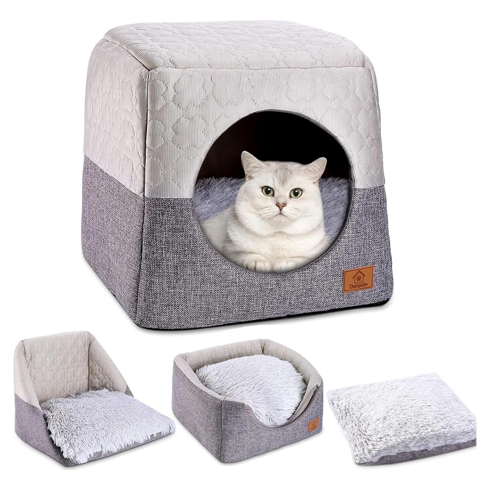 Cama para Gatos Ownpets 3 en 1 Plegable Suave Gris