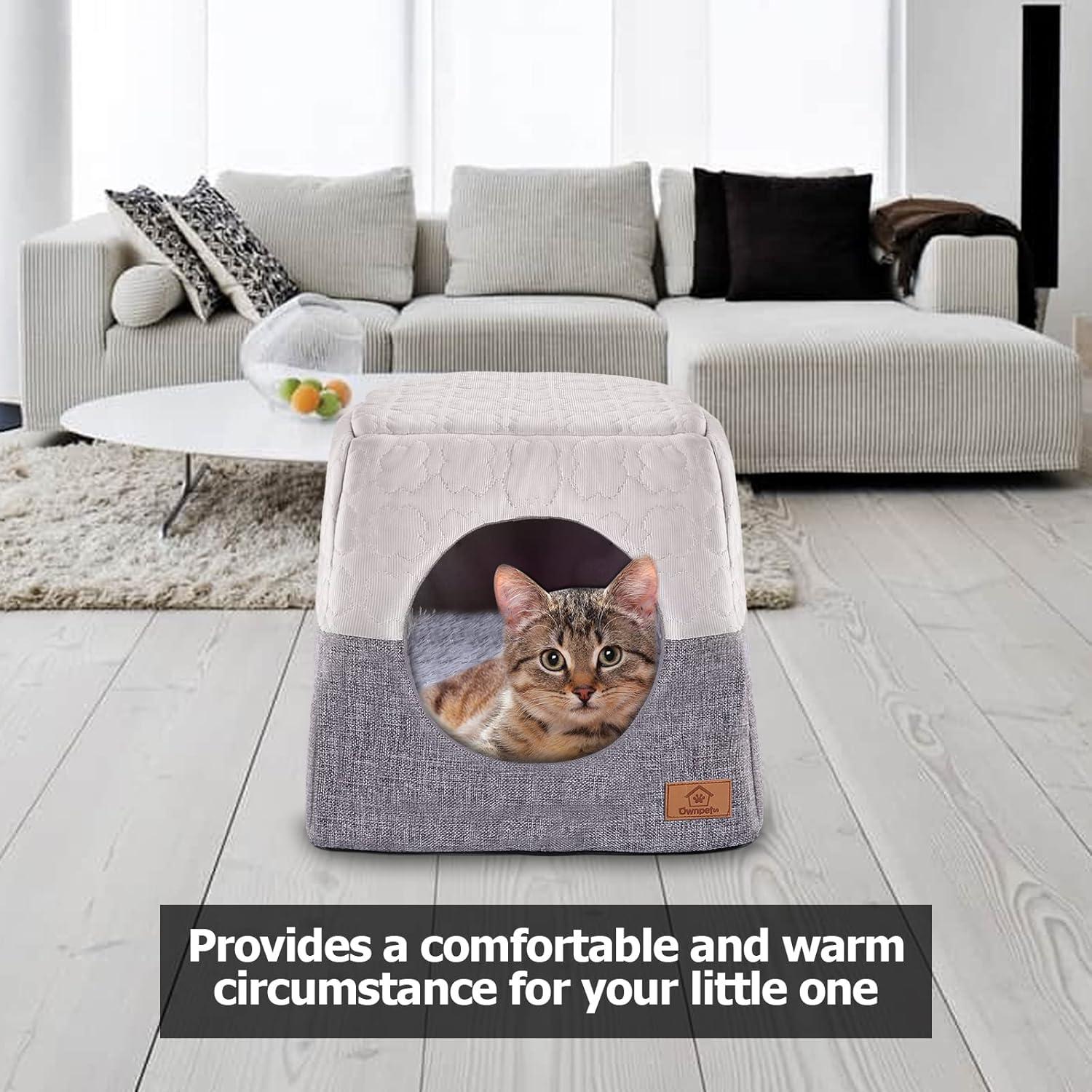 Cama para Gatos Ownpets 3 en 1 Plegable Suave Gris